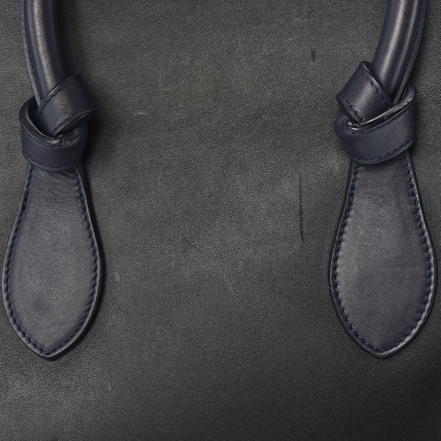 Smooth Calfskin Large Bi-Color Tie Knot Tote Black Navy