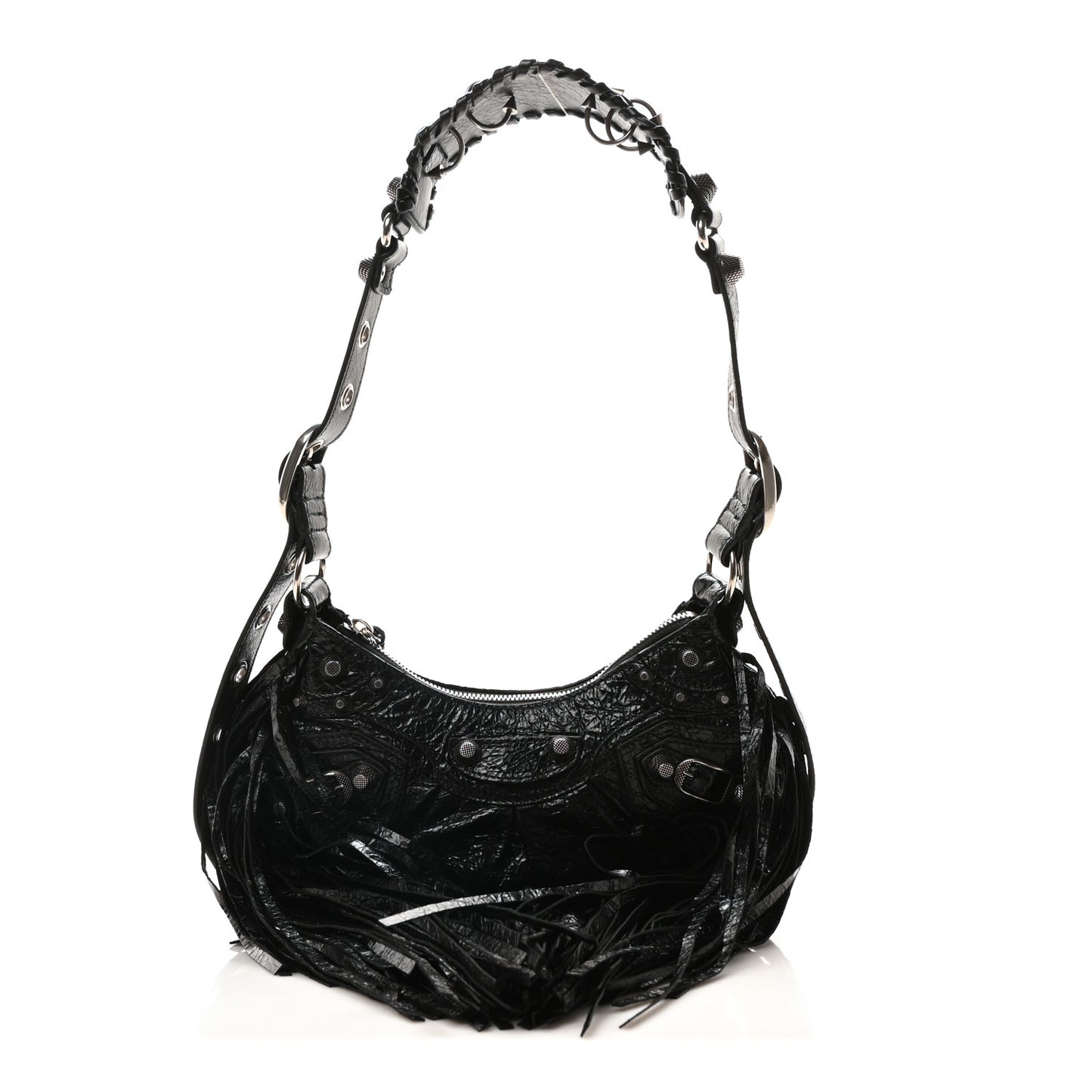 Agneau Arena Le Cagole Fringe Shoulder Bag XS Black