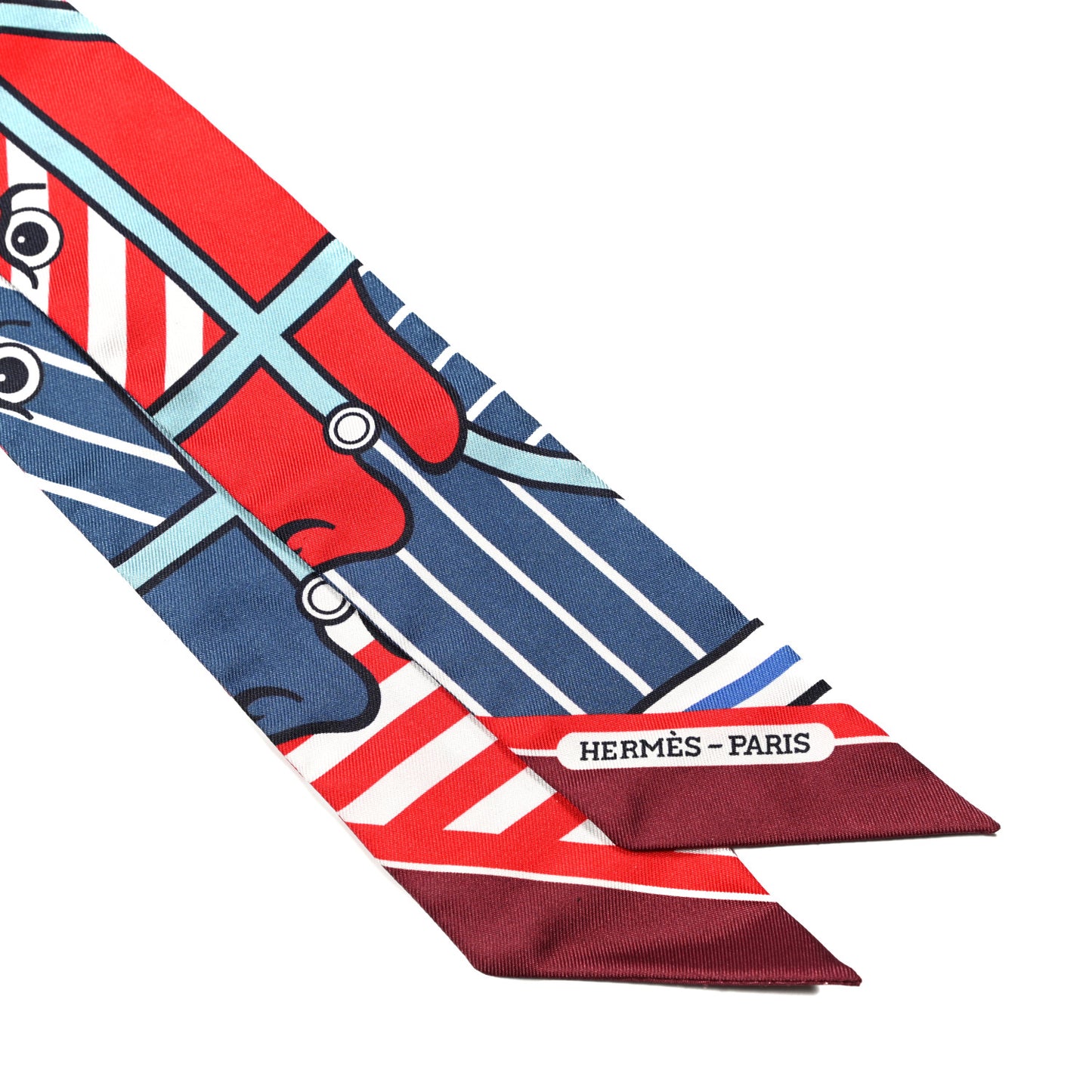 Silk Quadrige Twilly Rouge Bleu Blanc
