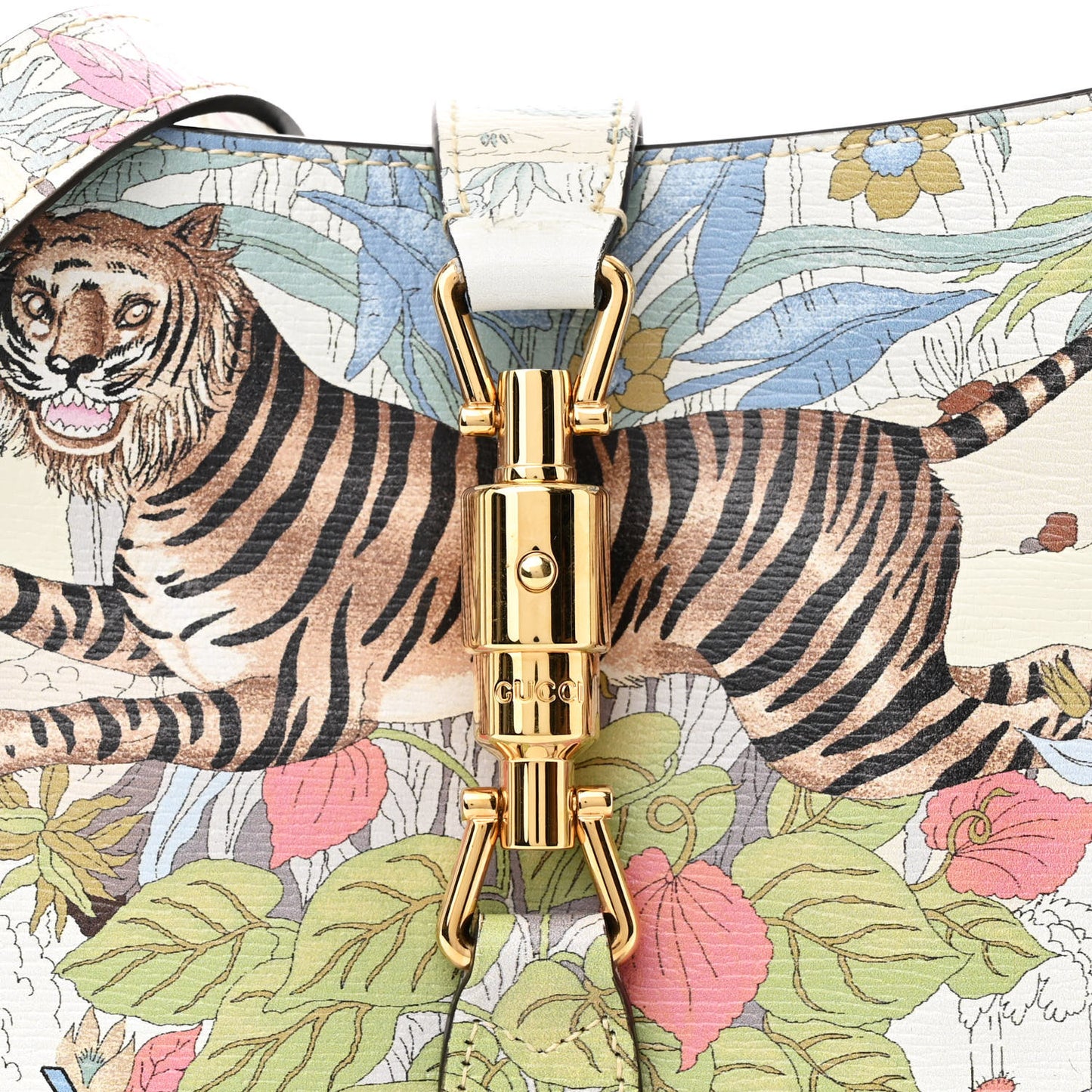 New Shangai Calfskin Tiger Savanah Small Jackie 1961 Hobo Chalky White Multicolor
