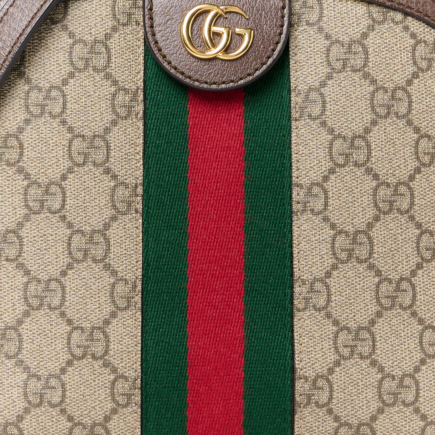 GG Supreme Monogram Textured Dollar Calfskin Web Small Ophidia Dome Shoulder Bag Beige Ebony New Acero
