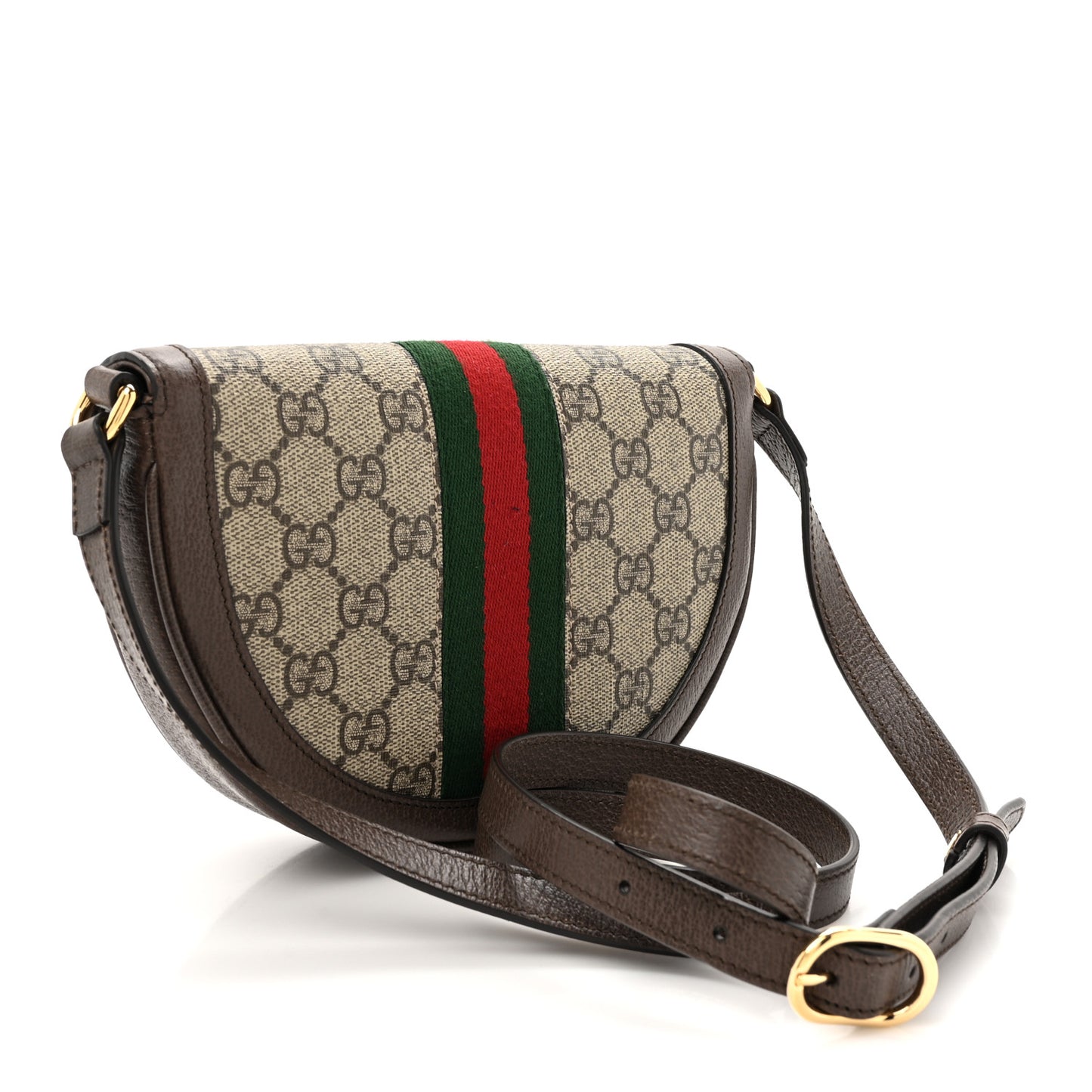 GG Supreme Monogram Textured Dollar Calfskin Web Mini Ophidia Flap Shoulder Bag Beige Ebony New Acero