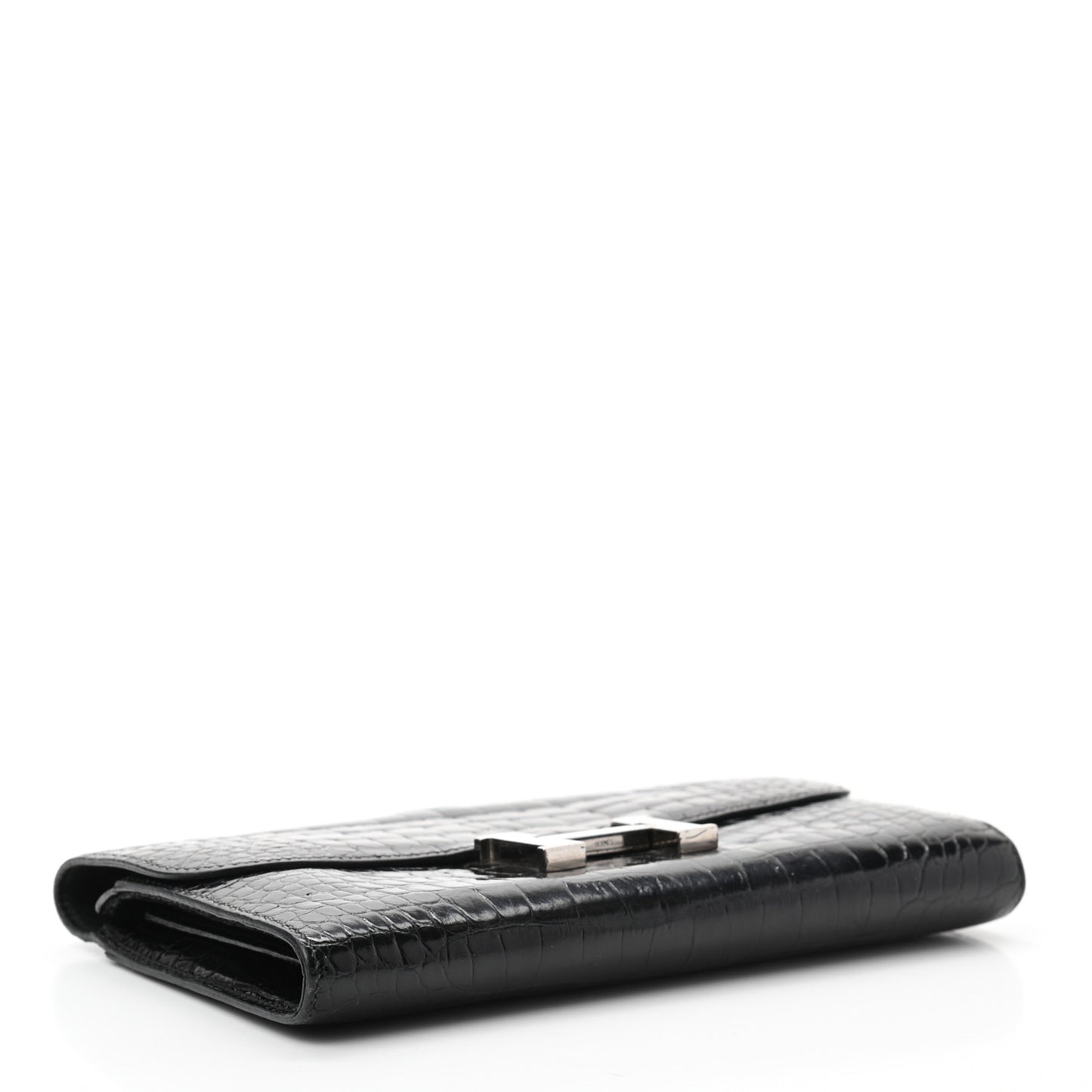 Shiny Alligator Constance Long Wallet Black