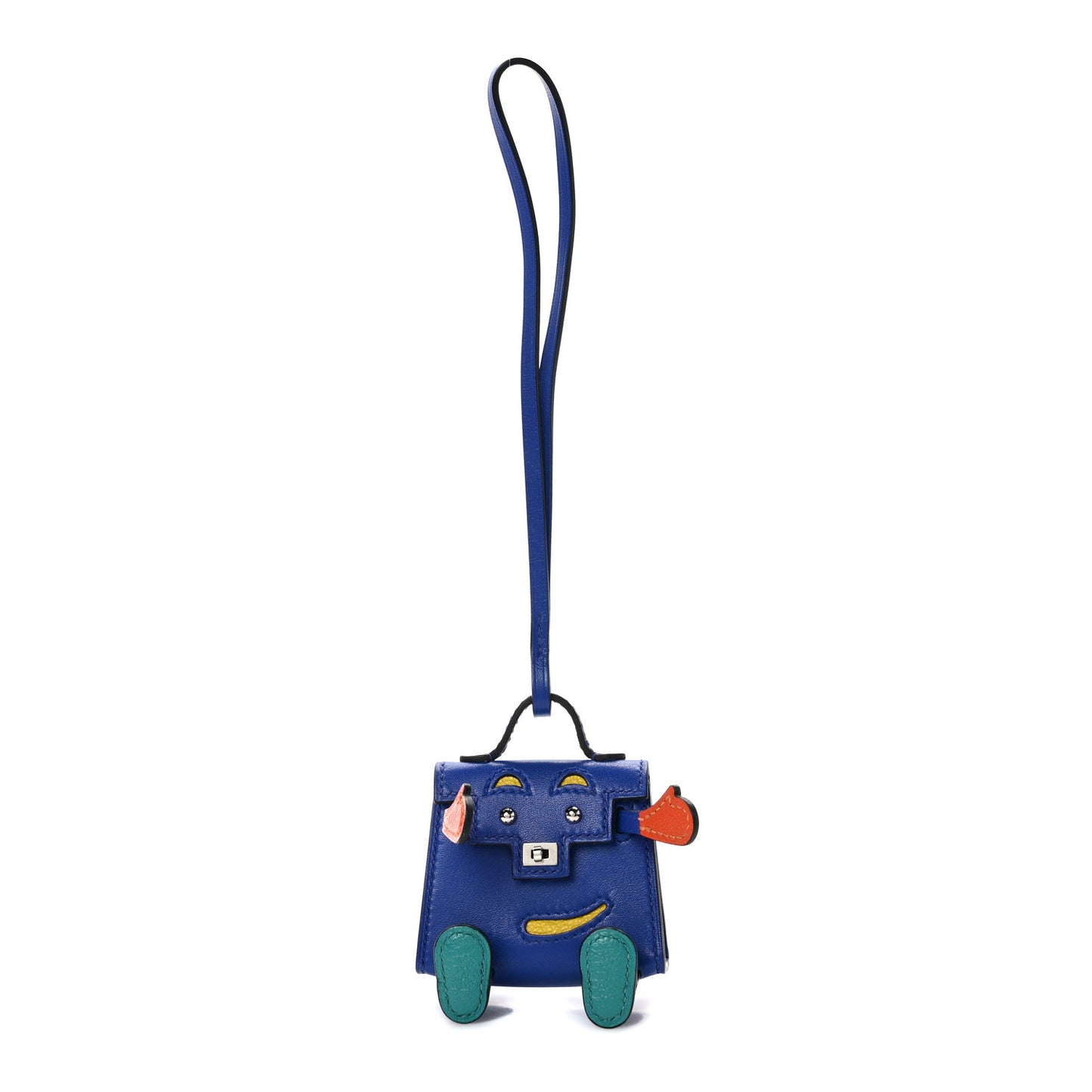 Tadelakt Chevre Mysore Kelly Quelle Idole Bag Charm Bleu Electrique Feu Jaune De Naples Vert Verone