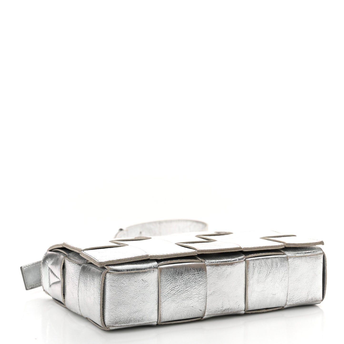 Metallic Lambskin Maxi Intrecciato Cassette Crossbody Bag Silver