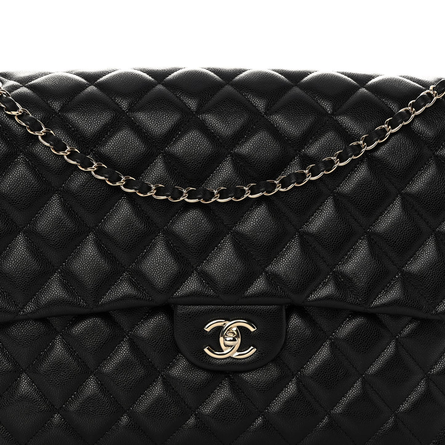 Caviar Quilted XXL Travel Flap Bag Black