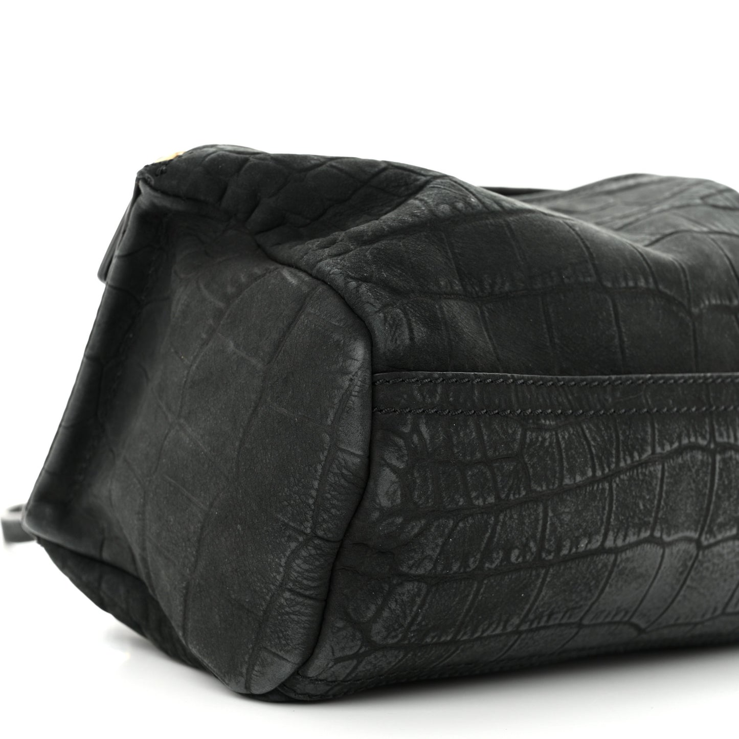 Calfskin Crocodile Embossed Mini Pandora Black