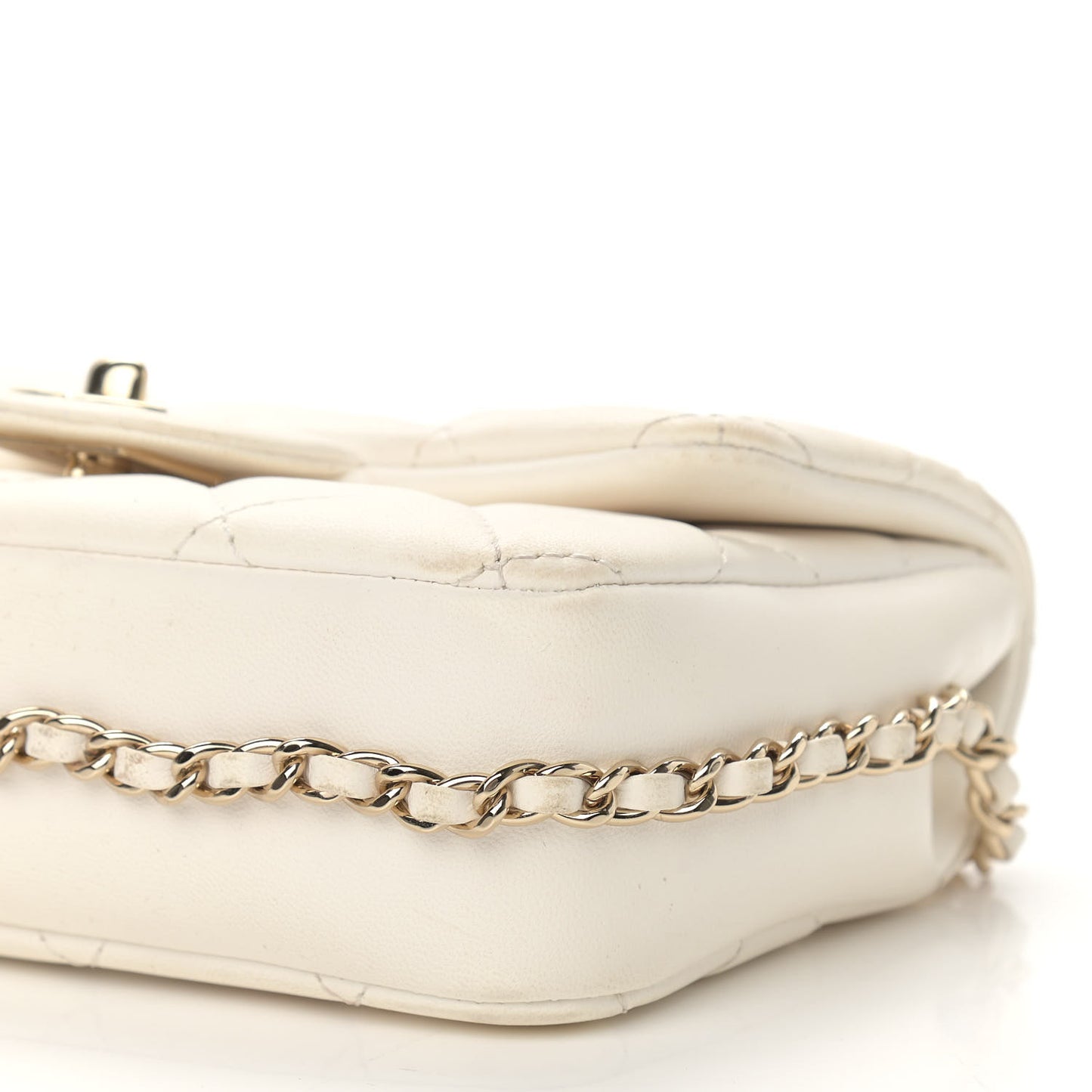 Lambskin Quilted Mini My Precious Flap White