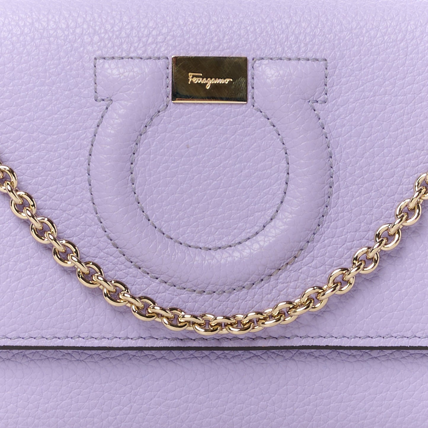 Grained Calfskin City Wallet On Chain Spring Crocus