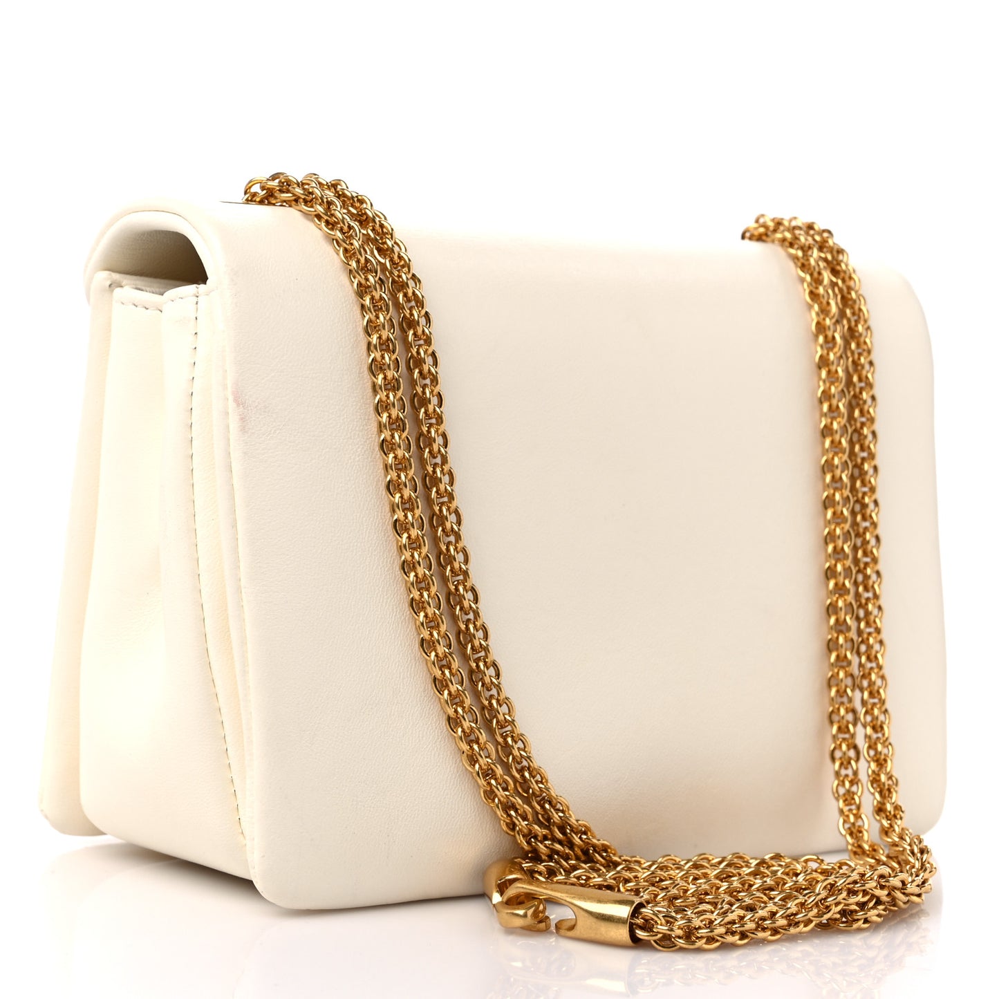 Nappa One Stud Chain Clutch Ivory