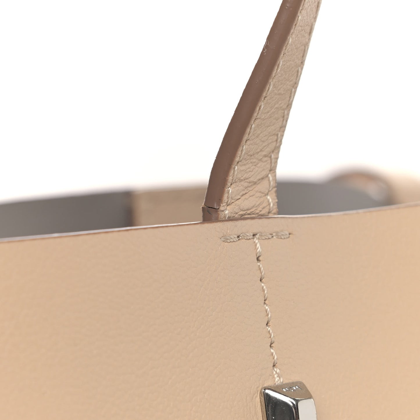 Calfskin Medium Shopper Tote Latte Beige