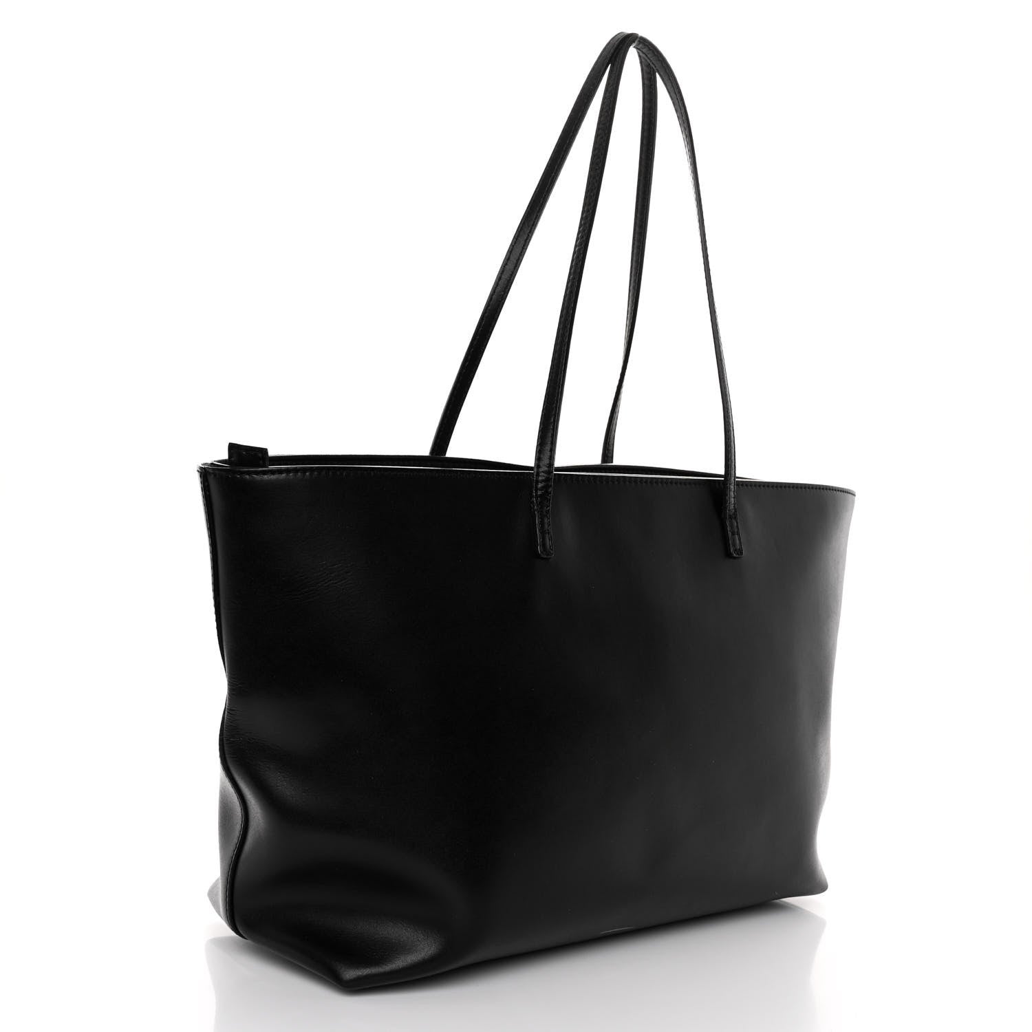 Fendi Vitello Liberty Lucido Metal Monster Eyes Medium Roll Tote Black 3 of 11