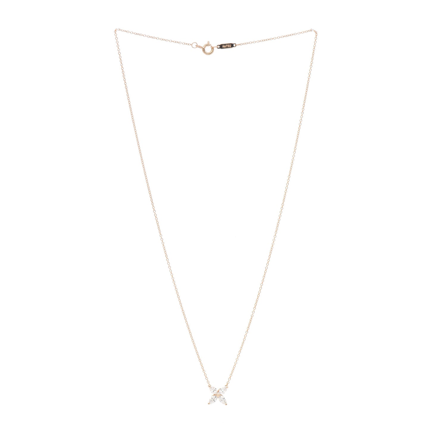 18K Rose Gold Diamond Medium Victoria Pendant Necklace