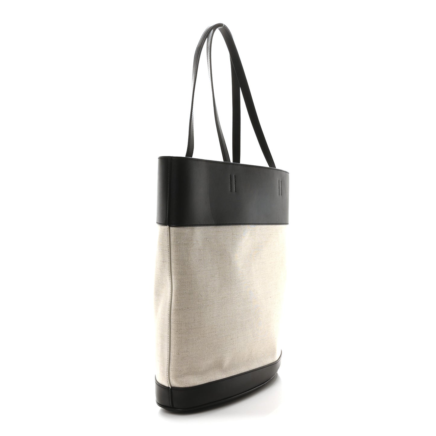 Canvas Calfskin North South Charming Tote Natural Black