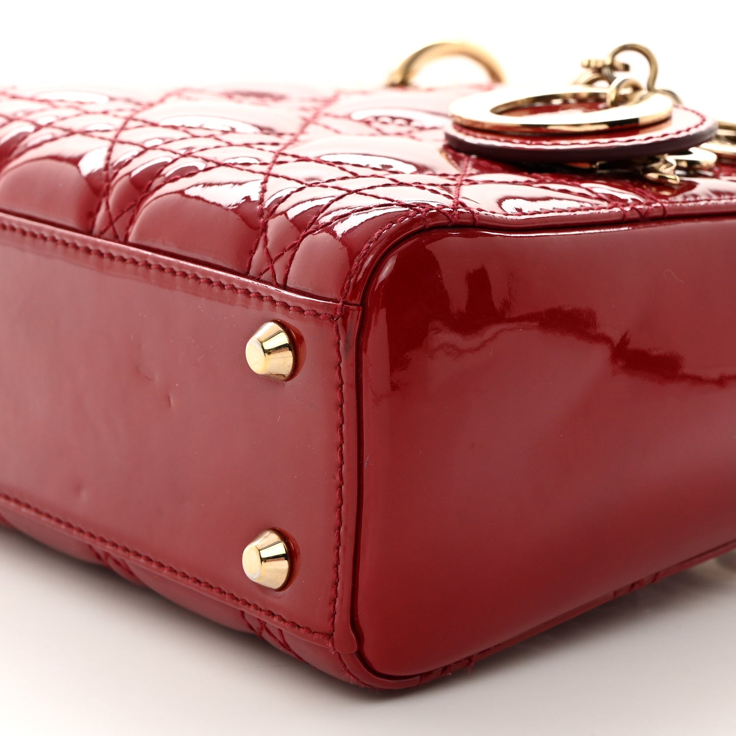Patent Cannage Mini Lady Dior Red