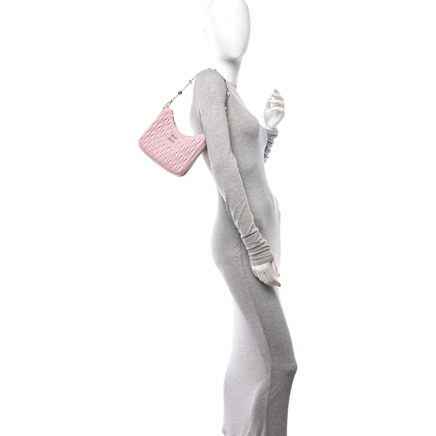 Nappa Matelasse Shoulder Bag Alabastro