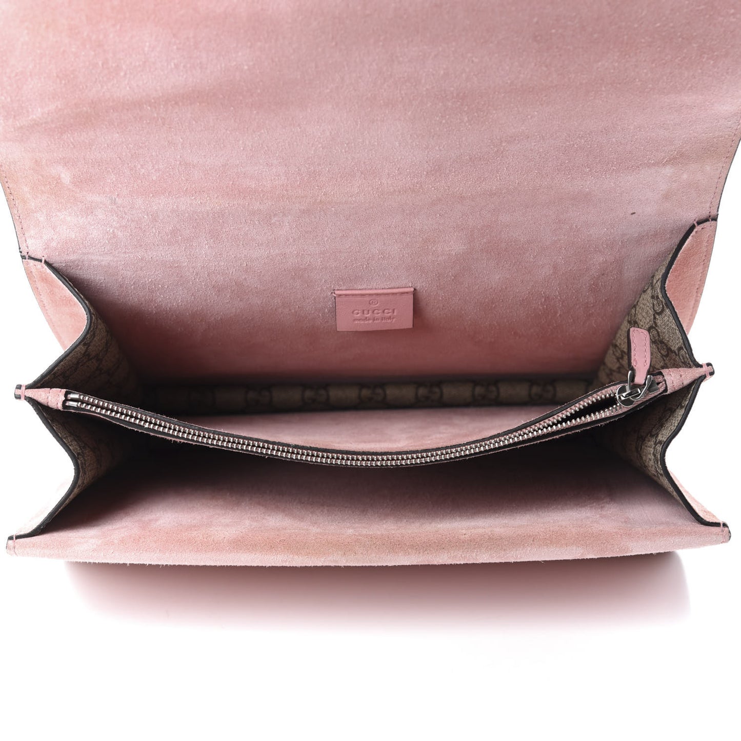 GG Supreme Monogram Suede Crystal Medium Dionysus Shoulder Bag Beige Ebony Light Peonia
