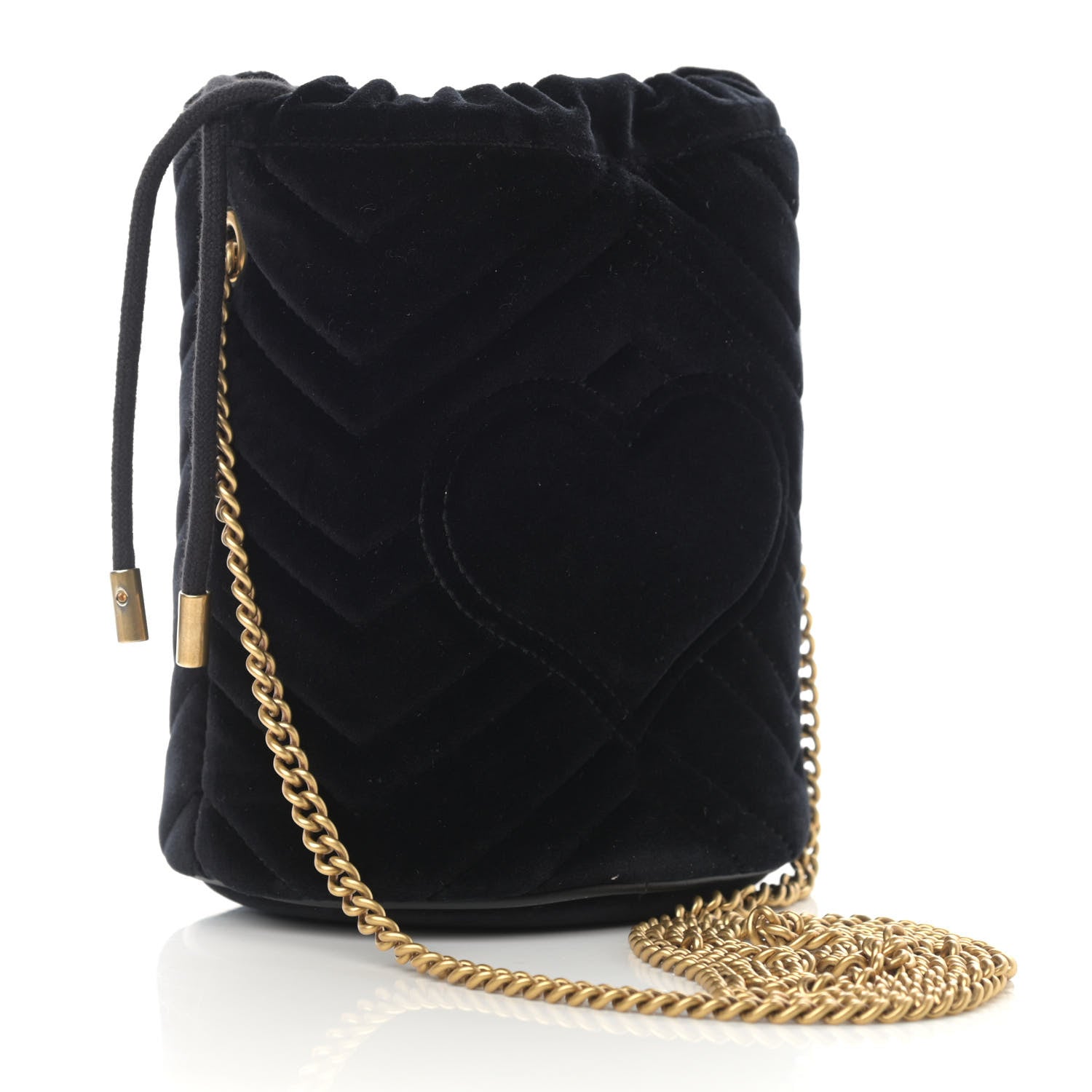 Gucci Velvet Matelasse Mini GG Marmont 2.0 Bucket Bag Black 3 of 13