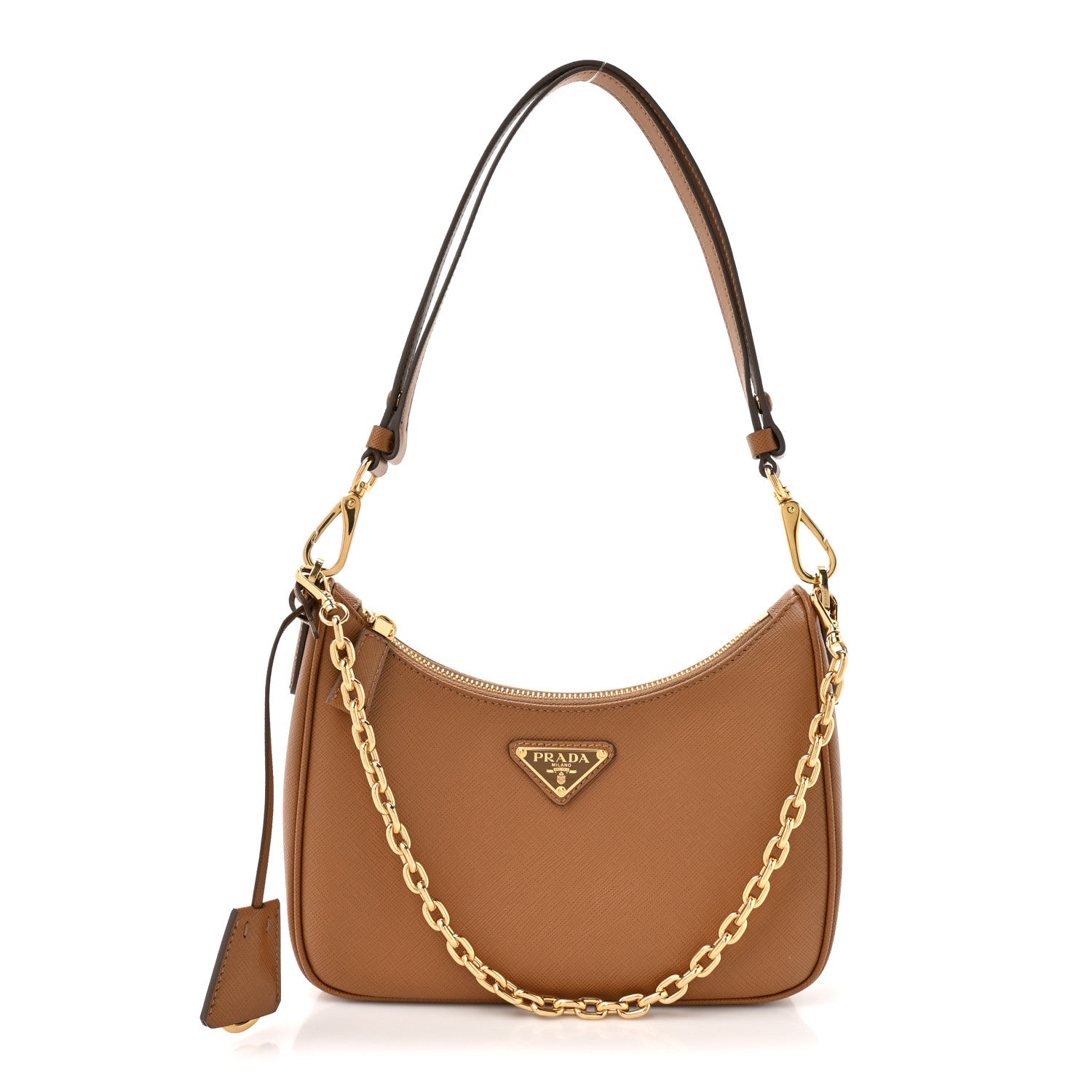 Prada Saffiano Lux Mini Re-Edition Shoulder Bag Caramel 1817746