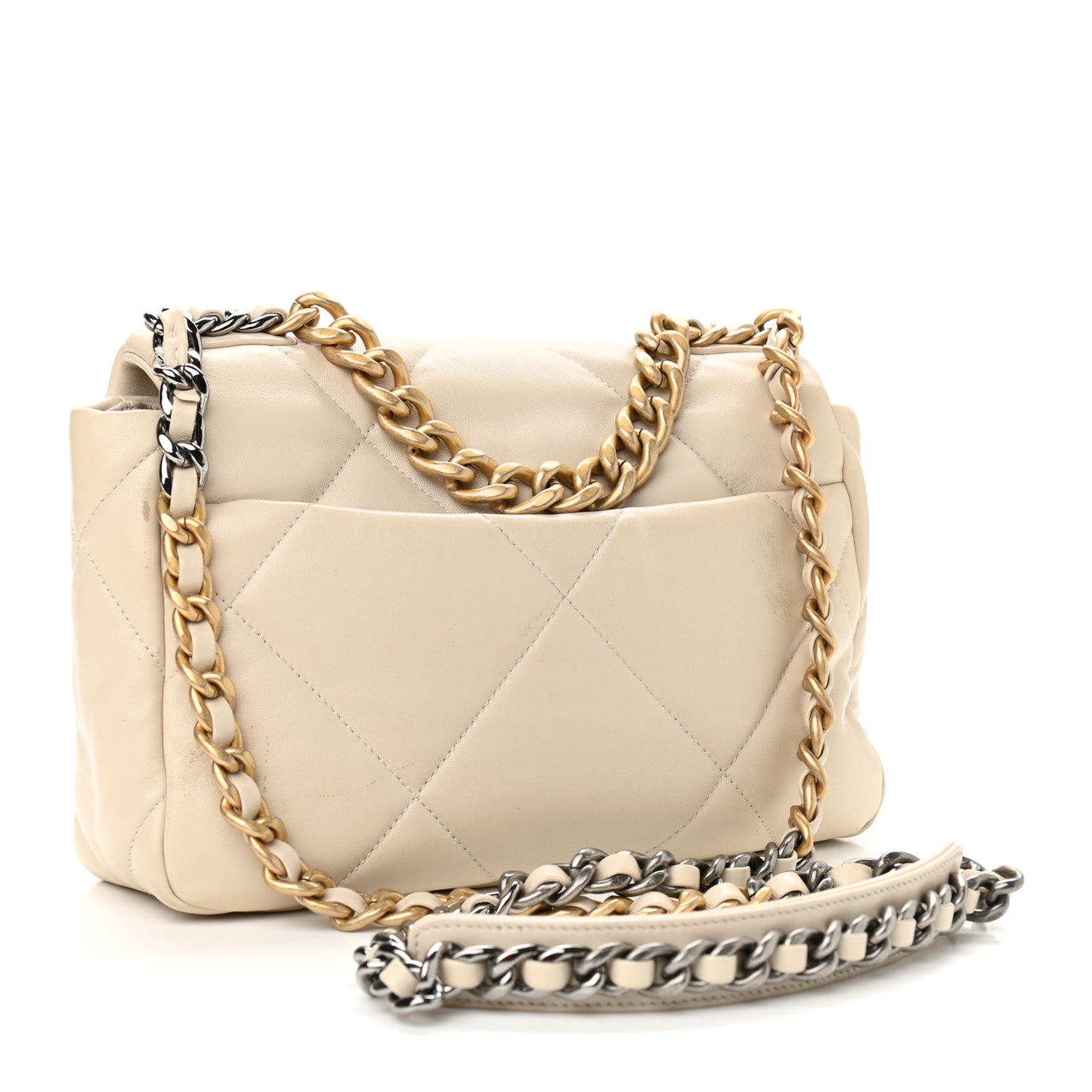 Lambskin Quilted Medium Chanel 19 Flap Light Beige