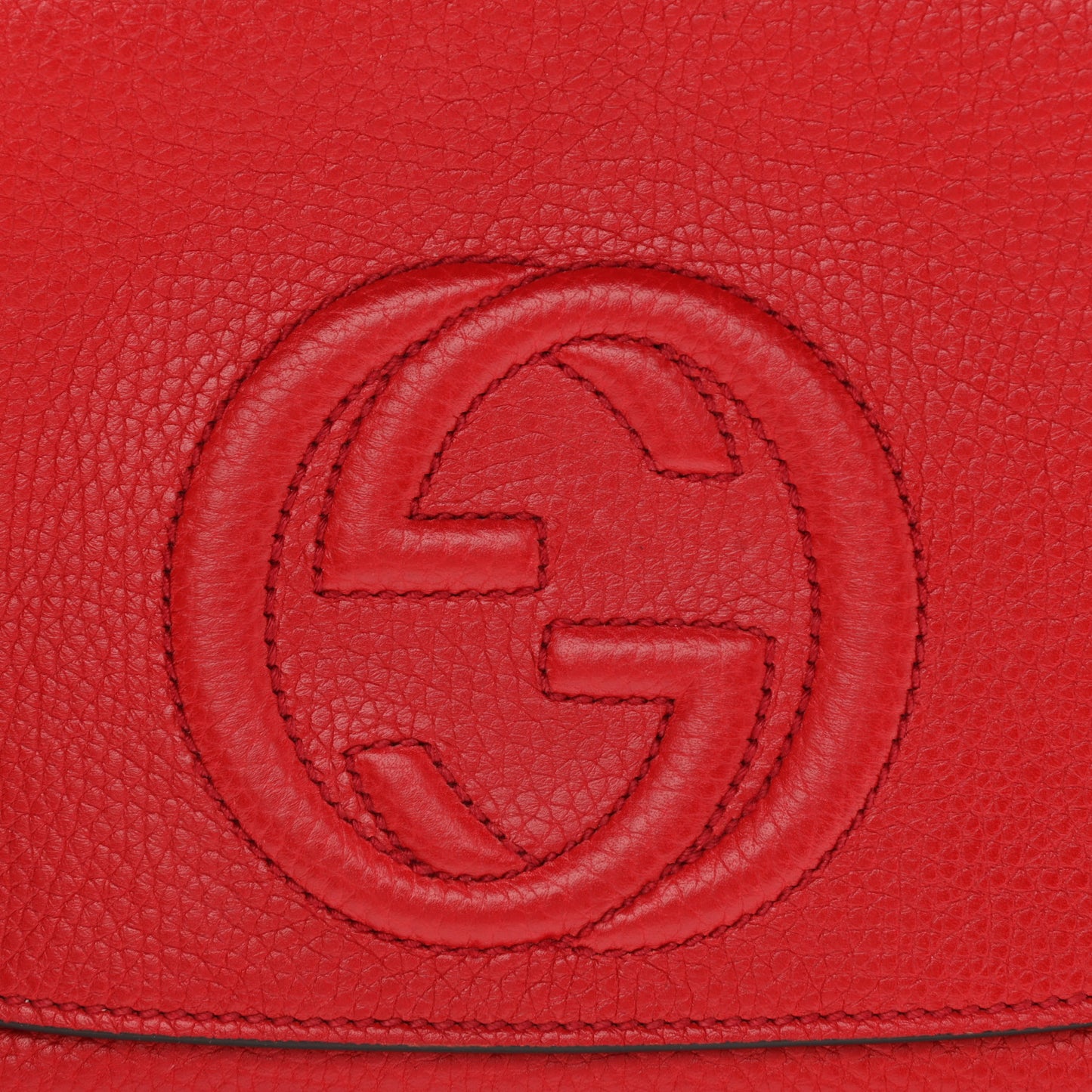 Pebbled Calfskin Medium Soho Flap Crossbody Vibrant Red