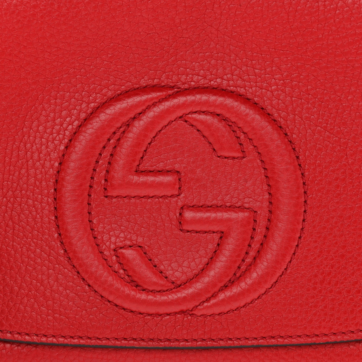 Gucci Pebbled Calfskin Medium Soho Flap Crossbody Vibrant Red 8 of 10
