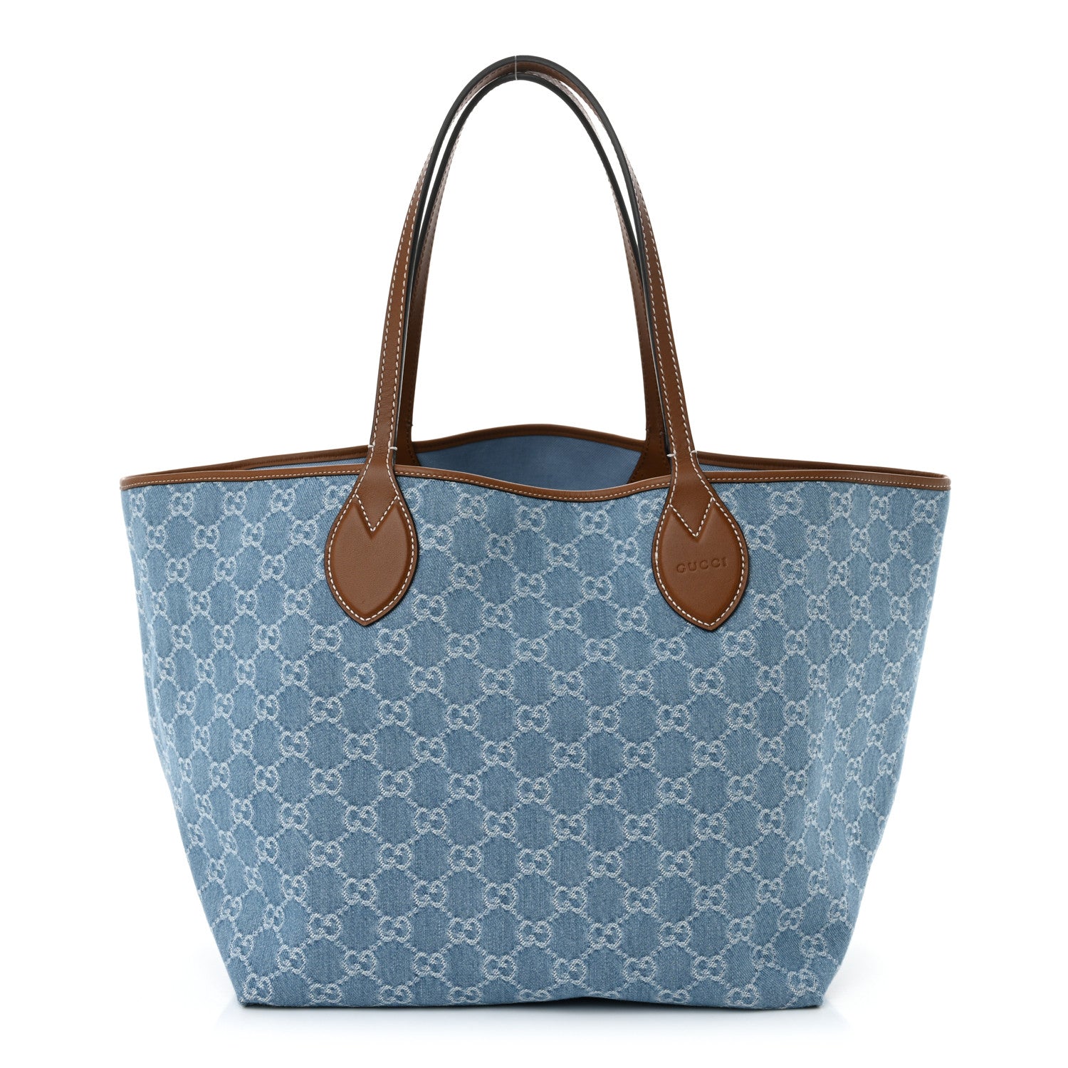 Gucci New Denim GG Monogram Calfskin Large Totissima Tote Light