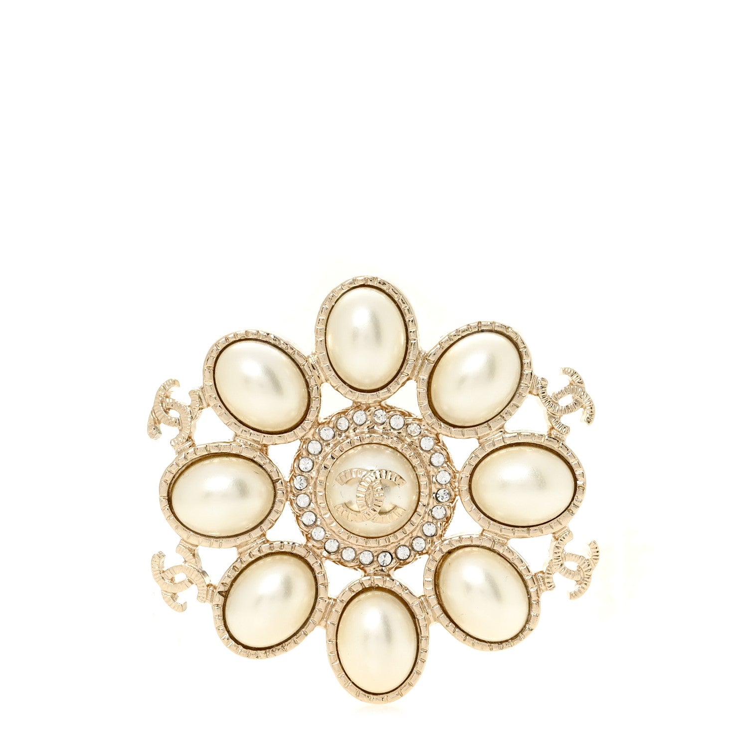 CHANEL パール CCブローチ Chanel Pearl Crystal CC Brooch Pearly White Gold 1821218