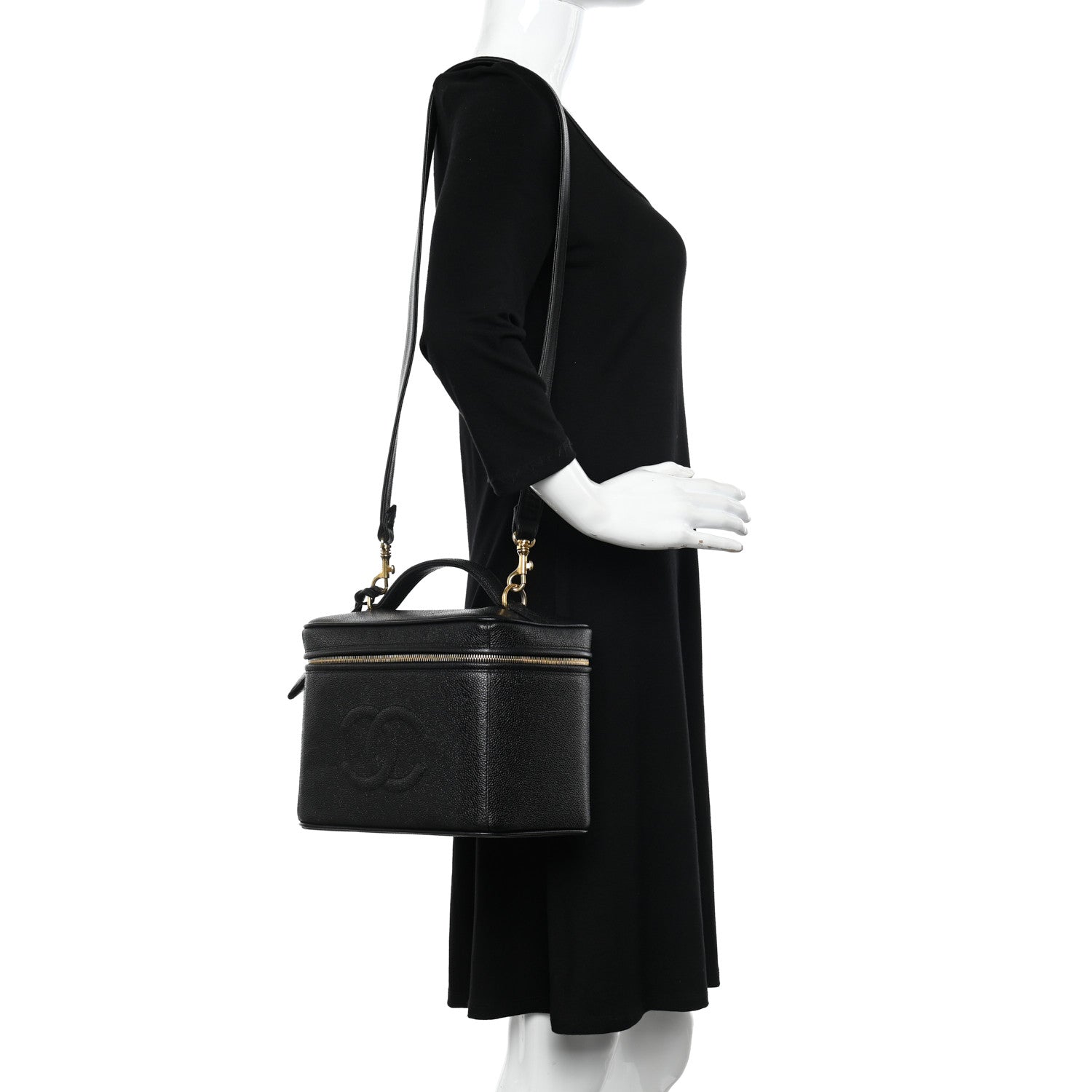 Chanel Caviar CC Vanity Train Case Black 2 of 11