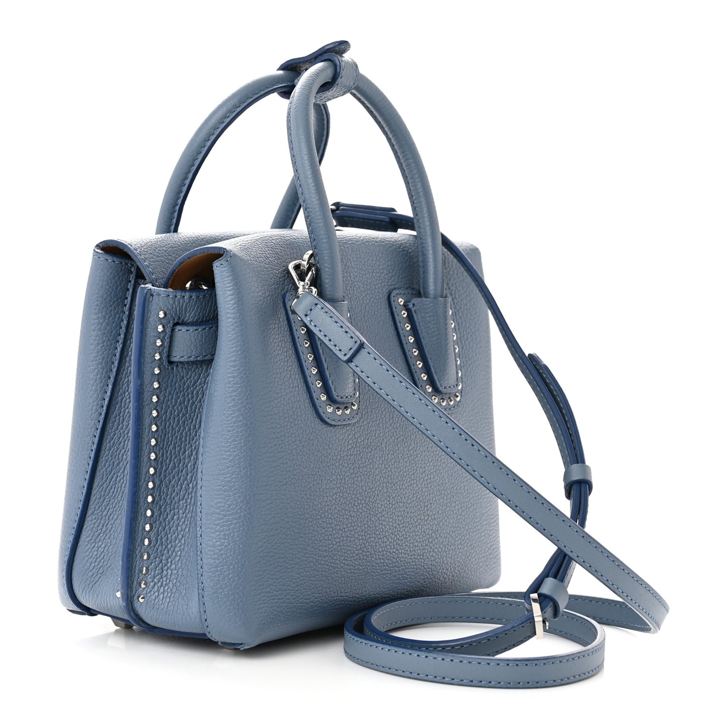 Grained Calfskin Studded Mini Milla Tote Luft Blue