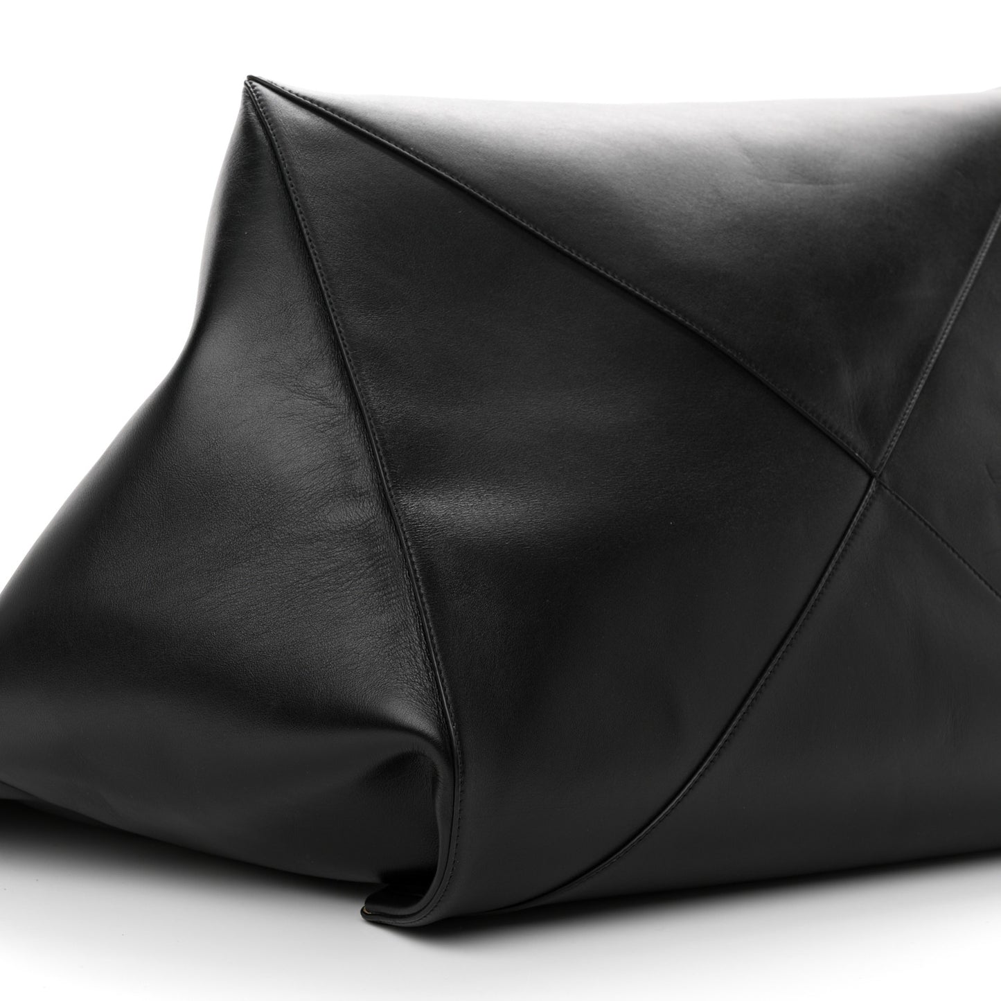 Shiny Calfskin XXL Puzzle Fold Tote Black