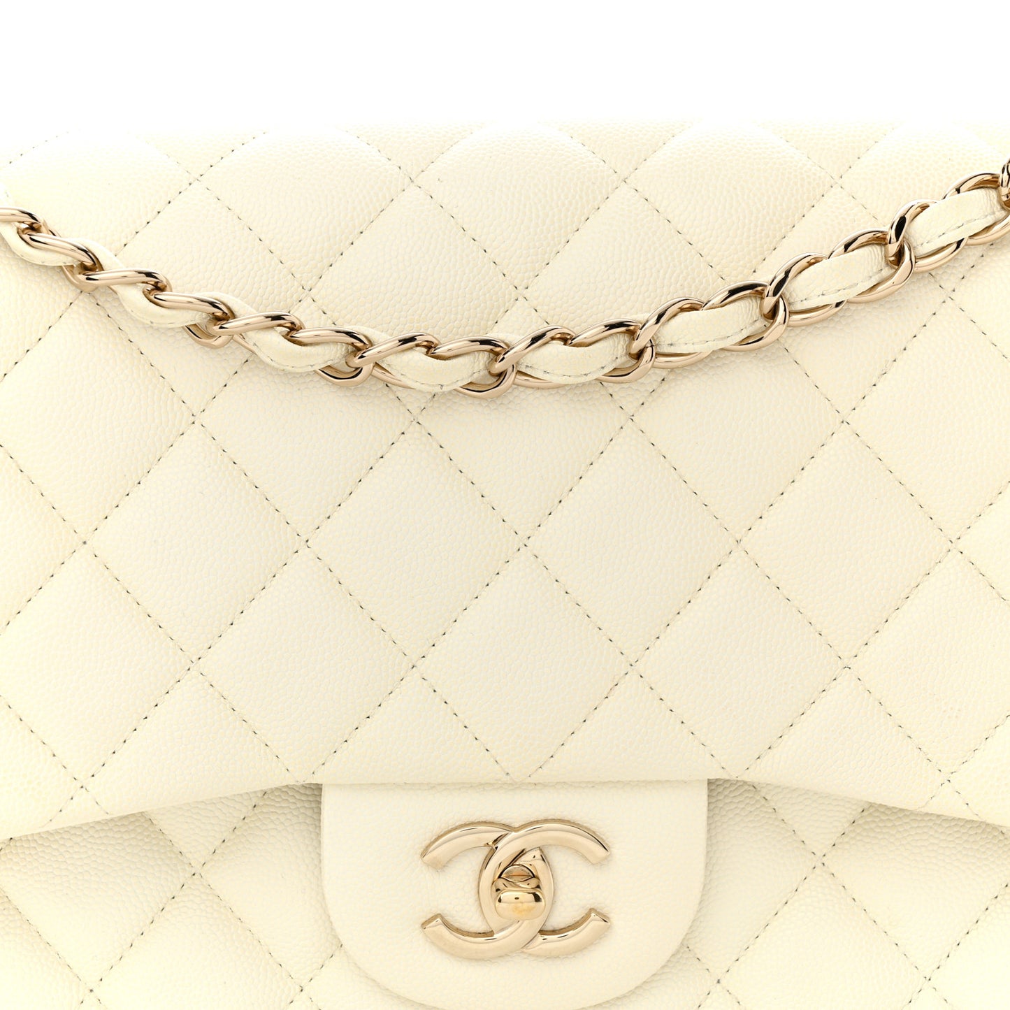 Caviar Quilted Jumbo Double Flap White