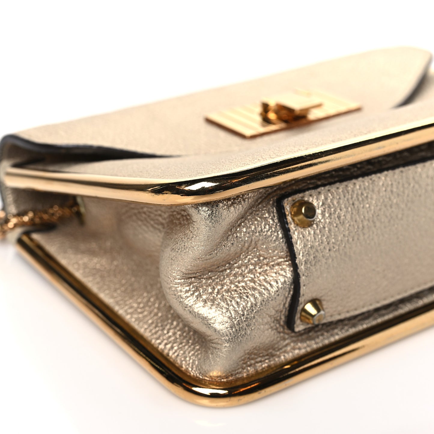 Metallic Calfskin Small Sally Flap Bag Gold