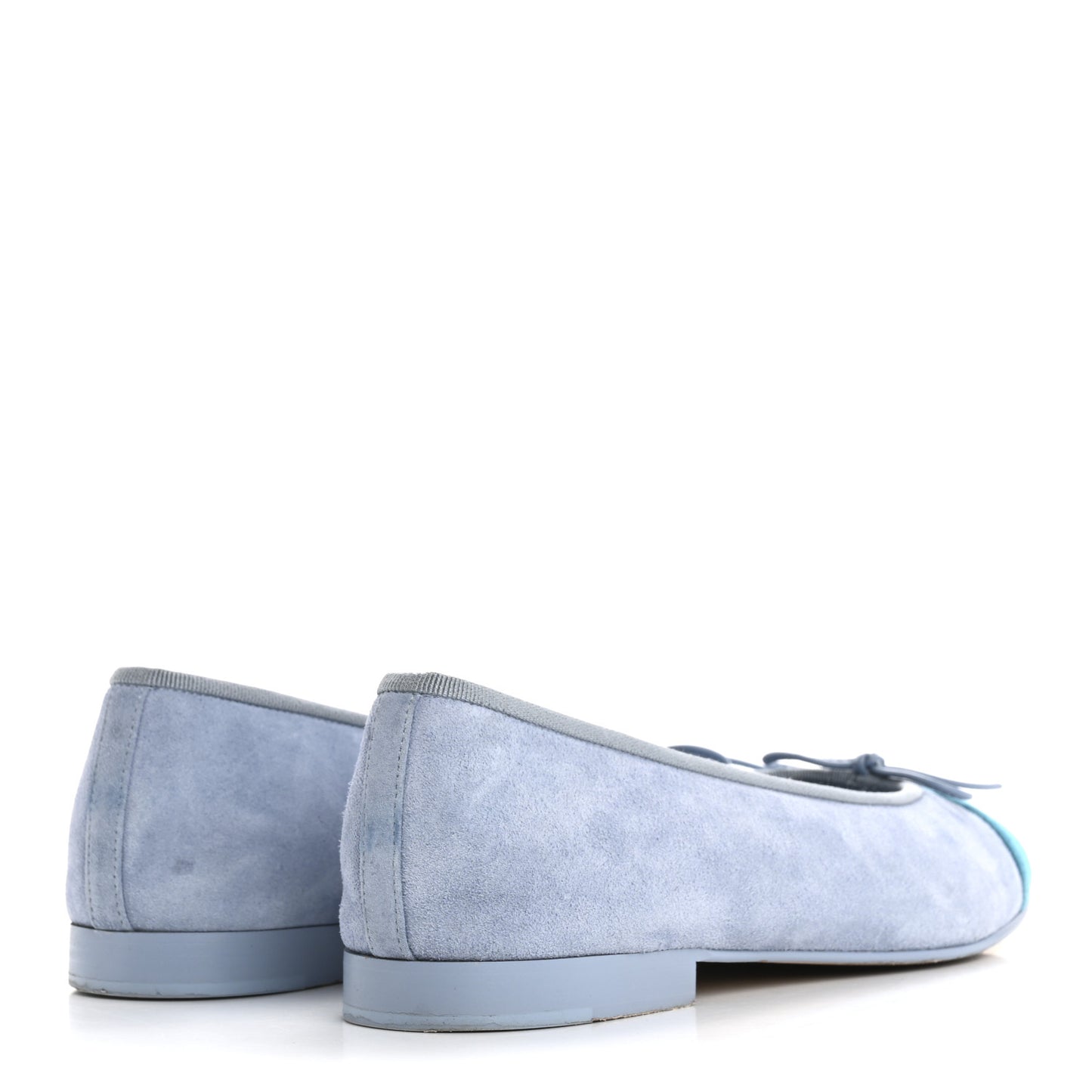 Suede Calfskin Cap Toe CC Ballerina Flats 39.5 Light Blue Turquoise