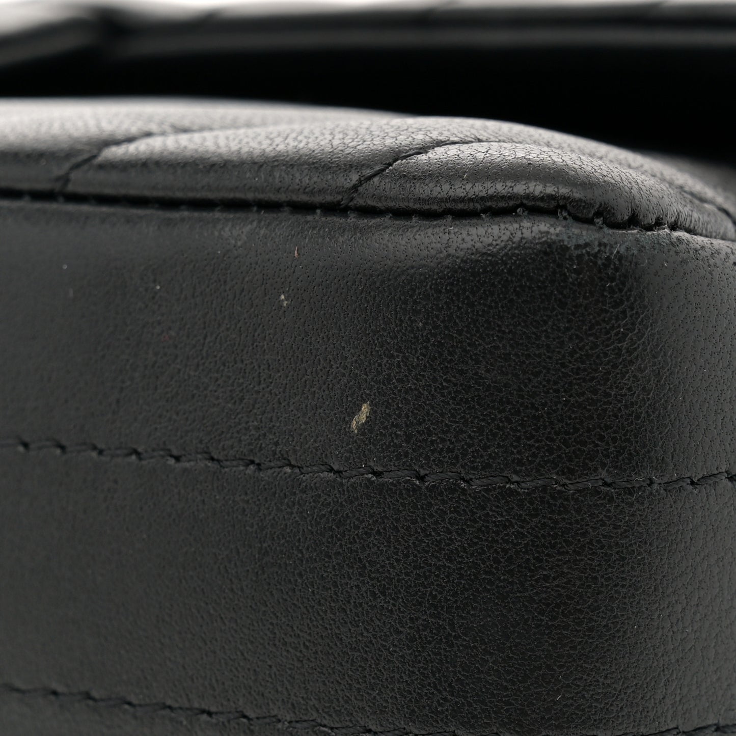 Lambskin Chevron Quilted Mini Rectangular Flap Black