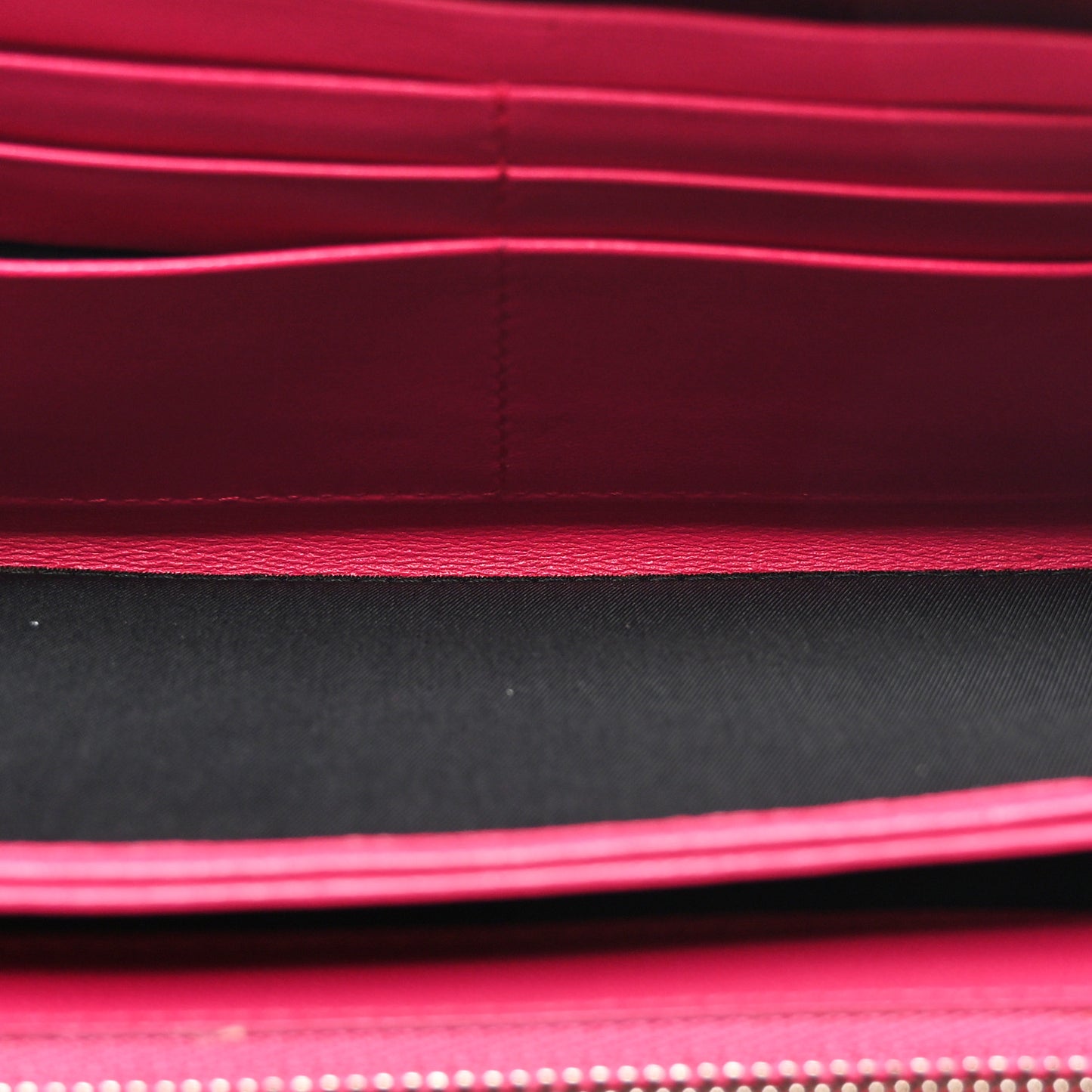 Lambskin Cannage Lady Dior Zip Wallet Fuchsia
