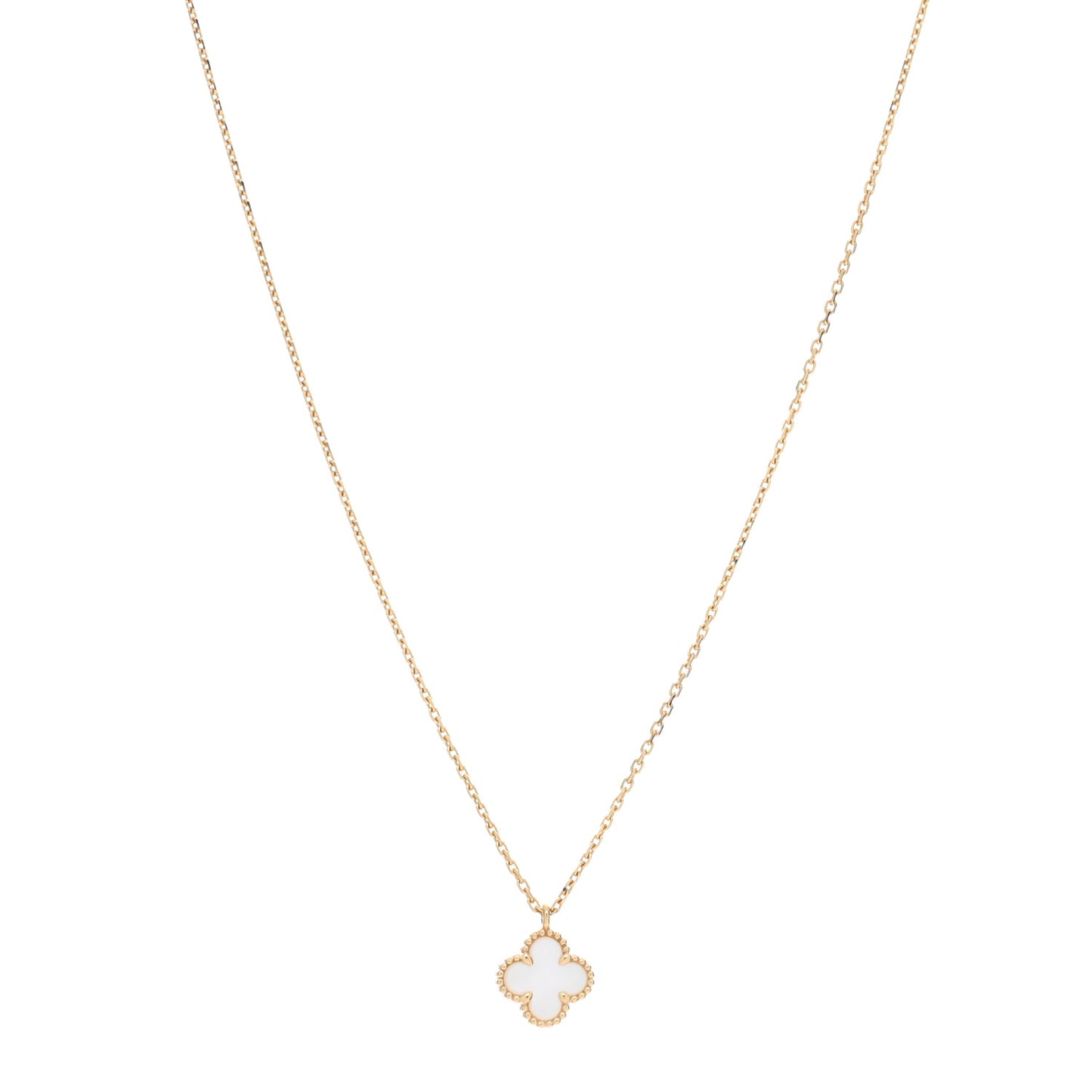 18K Yellow Gold Mother of Pearl Sweet Alhambra Pendant Necklace