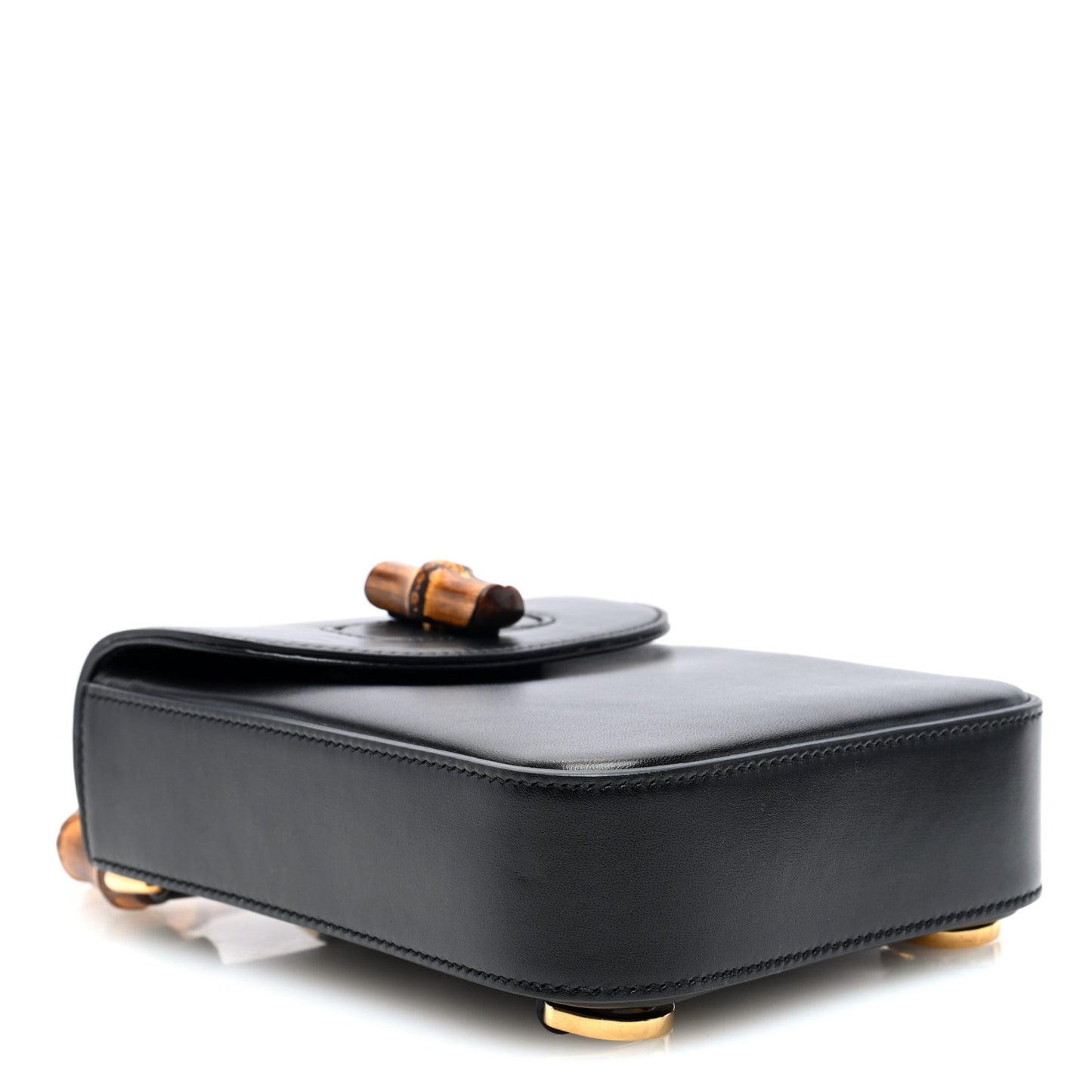 Calfskin Mini Bamboo Top Handle 3 Way Shoulder Bag Black