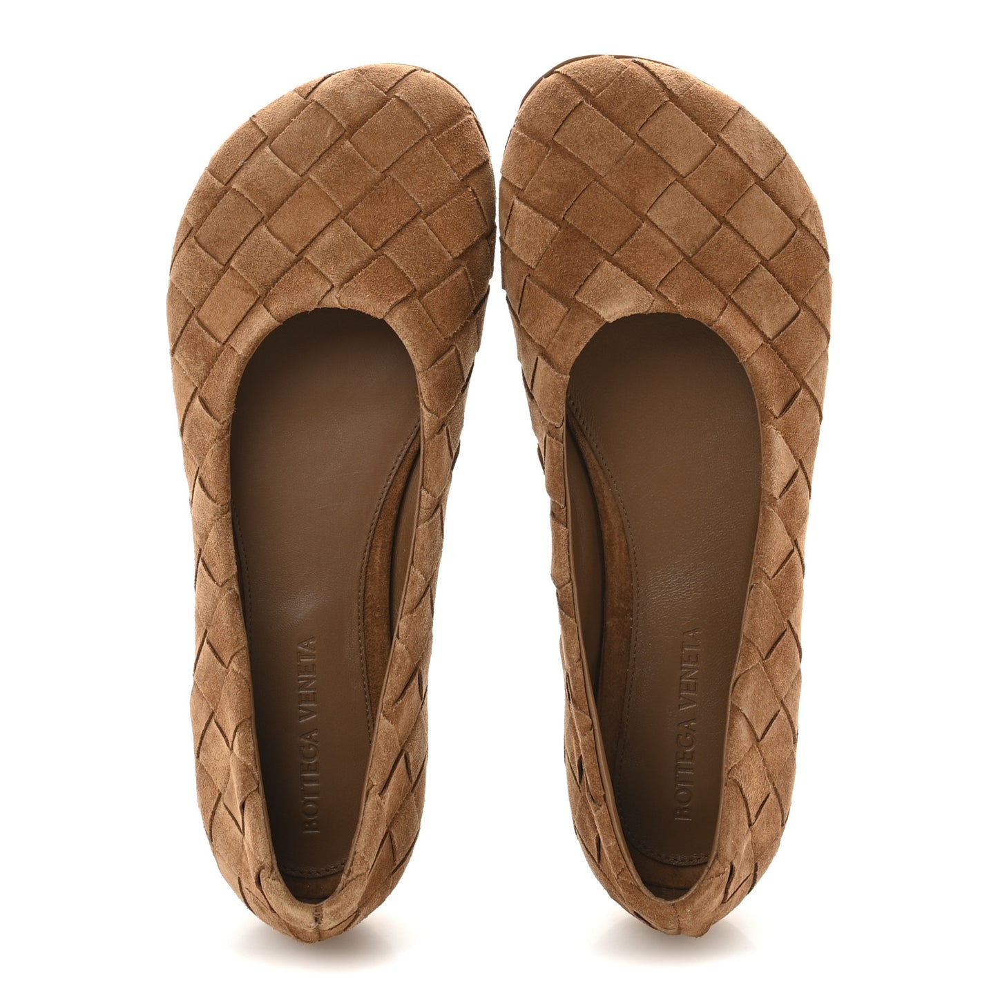 Suede Intrecciato Ballet Flats 36 Caramel