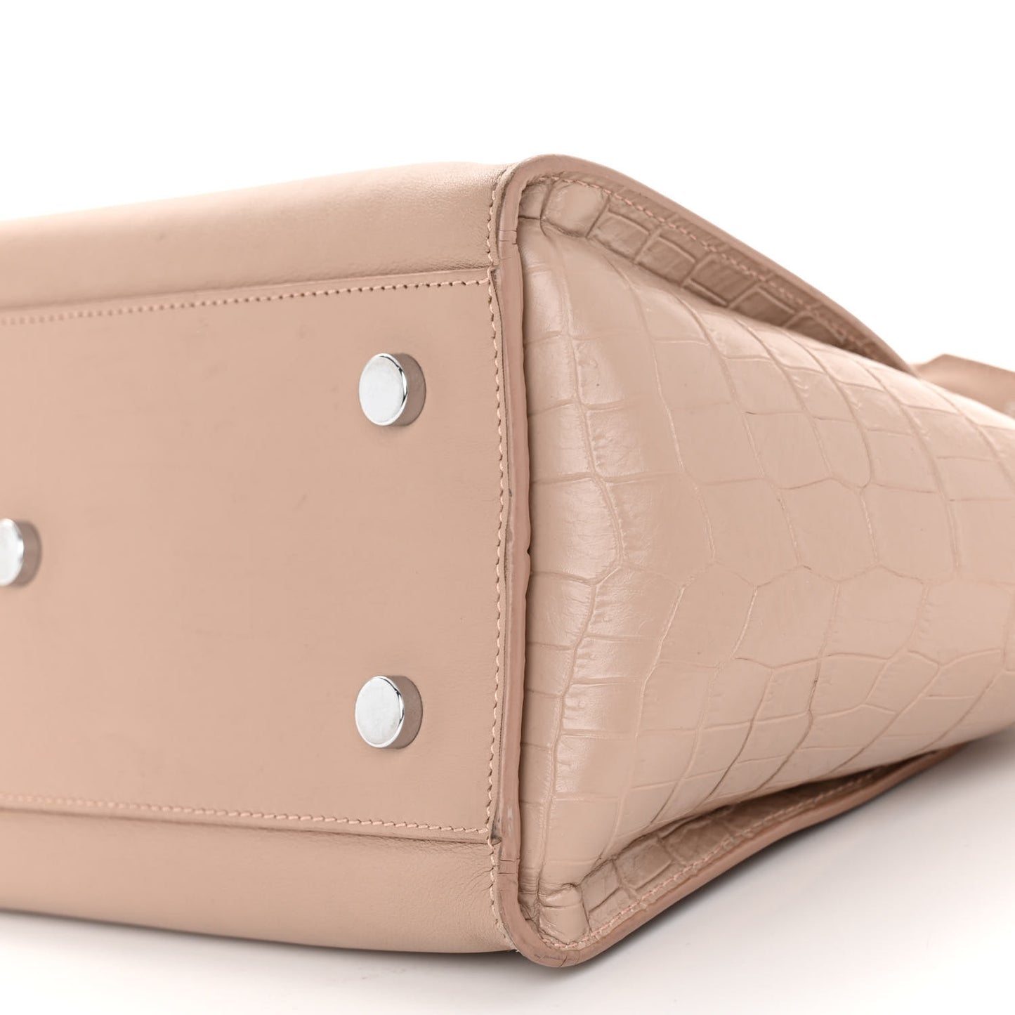 Calfskin Crocodile Embossed Baby Monogram Downtown Cabas Dark Beige