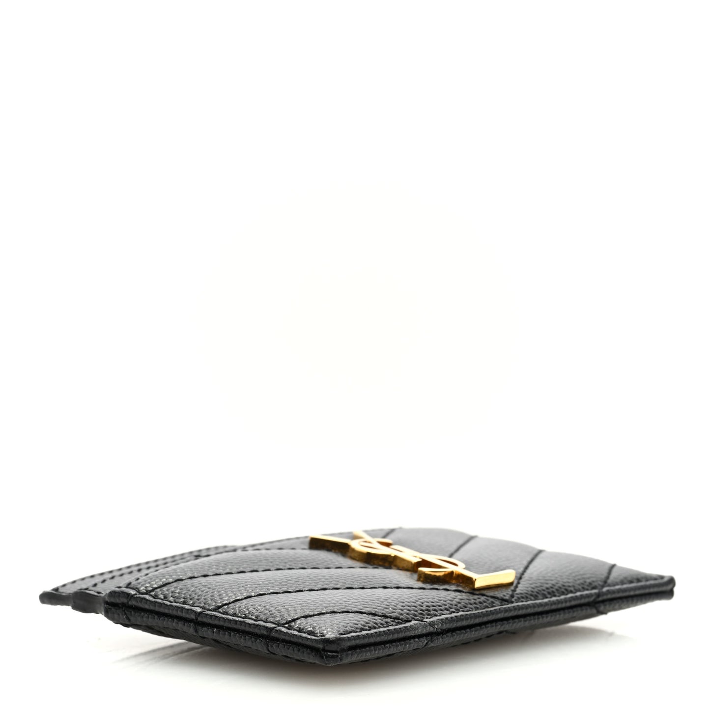 Grain De Poudre Matelasse Chevron Monogram Credit Card Case Black