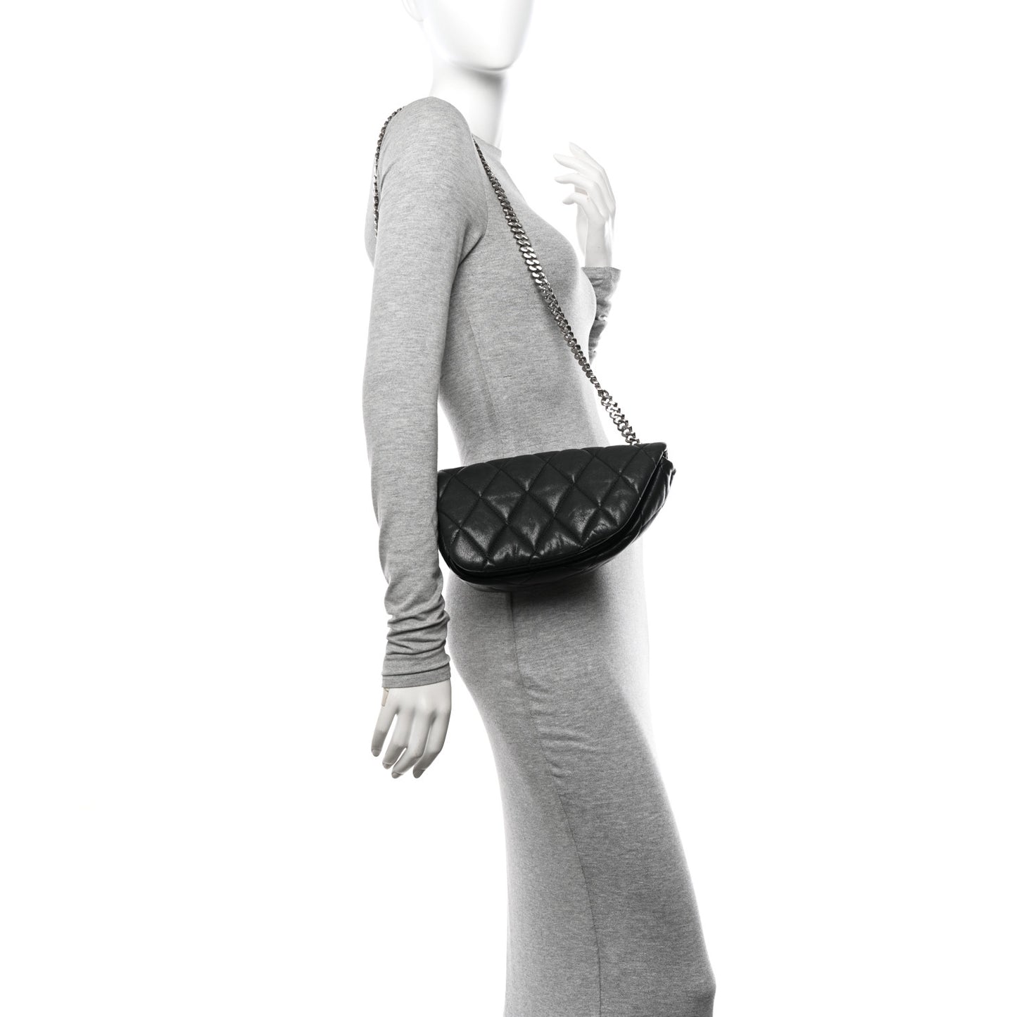 Calfskin Quilted Small Shield Shoulder Bag Slate
