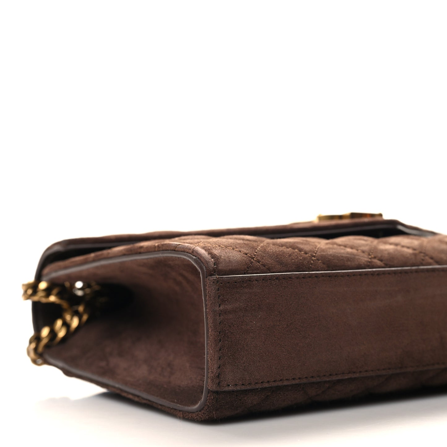 Suede Mixed Matelasse Triquilt Medium Monogram Envelope Satchel Bark Brown