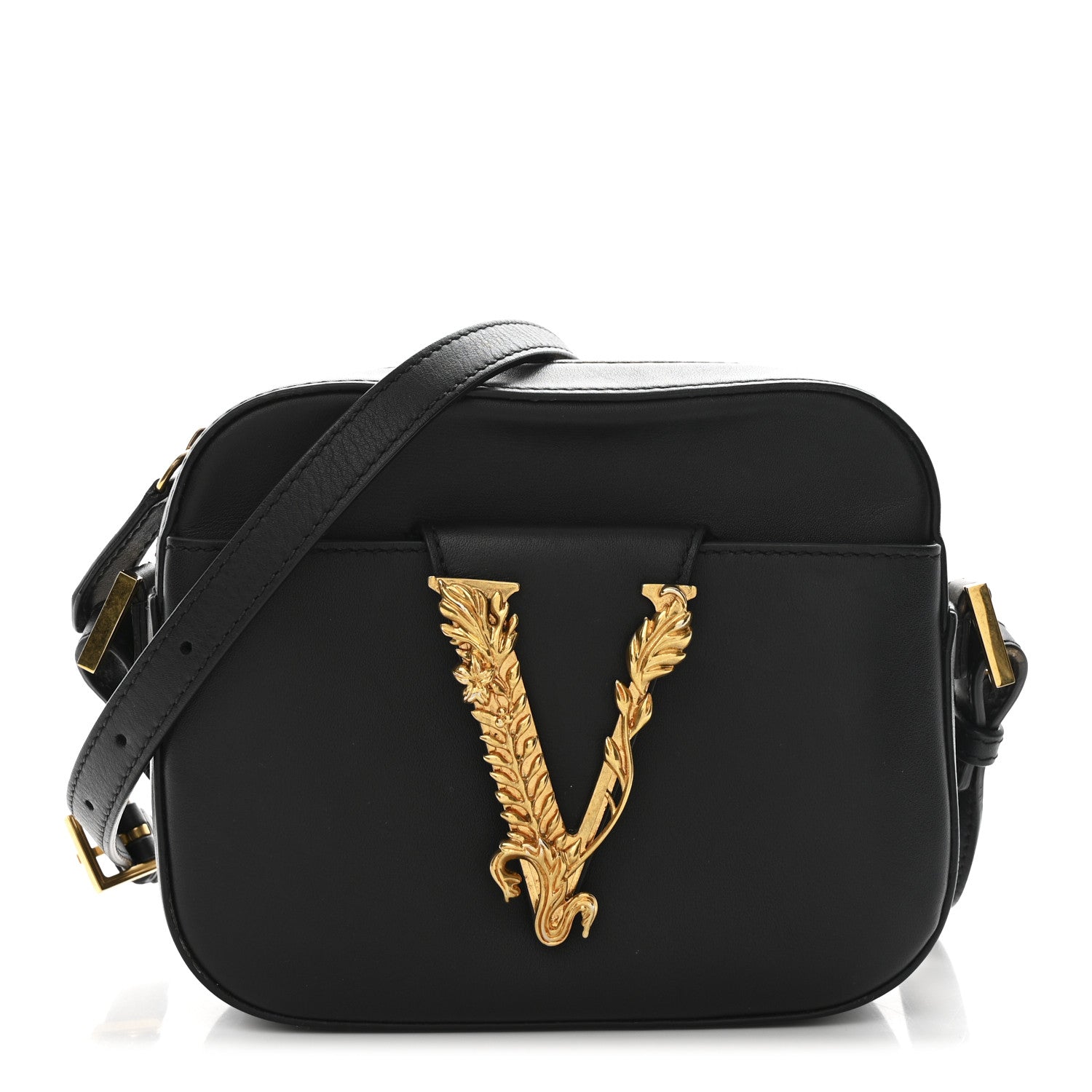 Versace Vitello Virtus Camera Bag Black 1775609 – FASHIONPHILE
