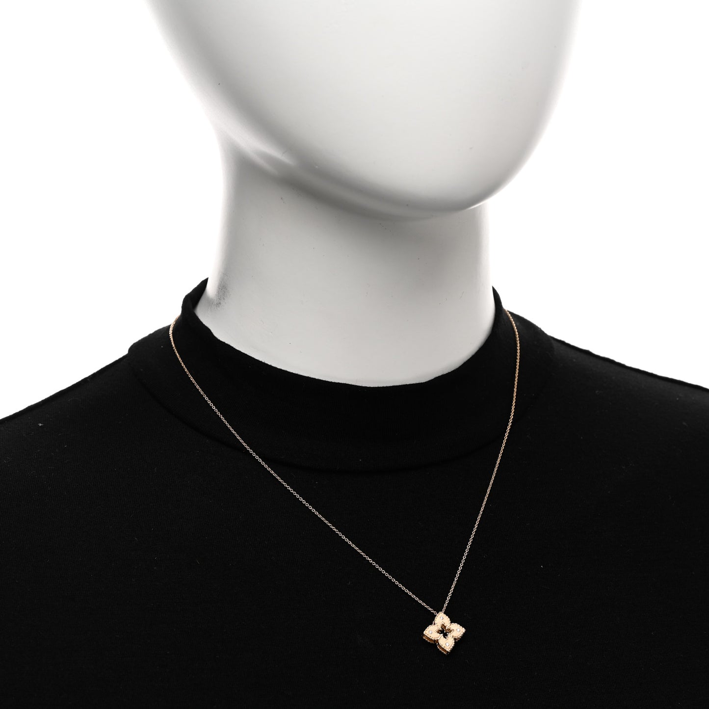 18K Rose Gold Diamond Petite Venetian Princess Flower Pendant Necklace