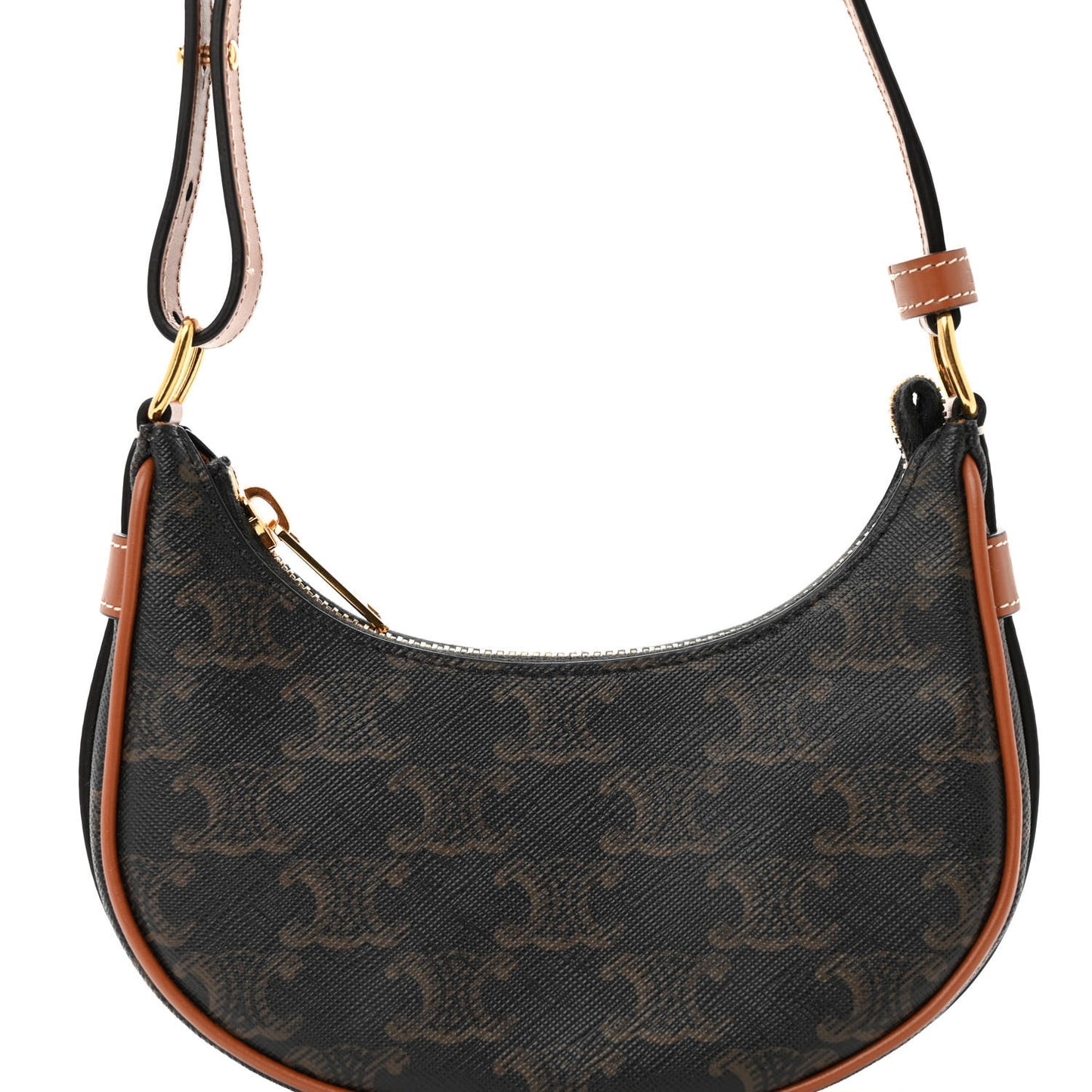 Canvas Calfskin Mini Ava Triomphe Shoulder Bag Tan