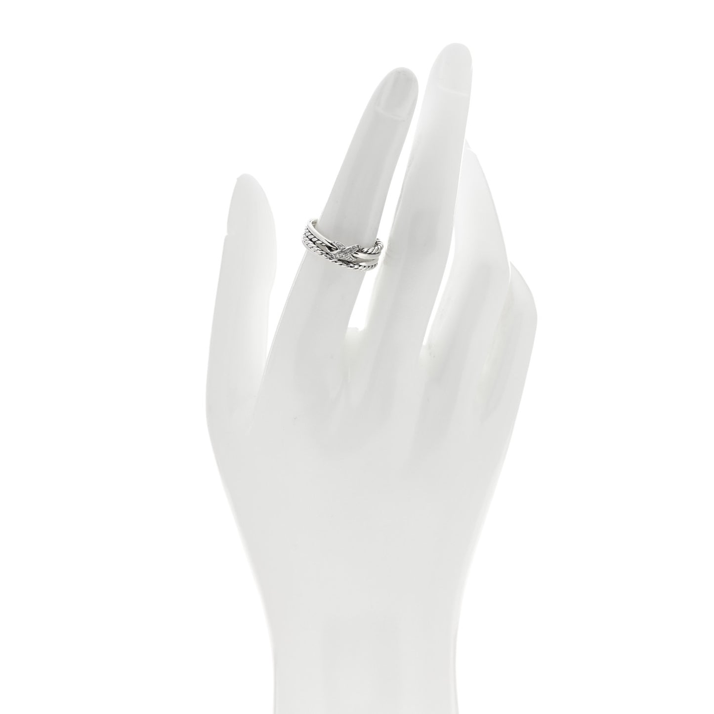 Sterling Silver Diamond X Crossover Ring 52 6