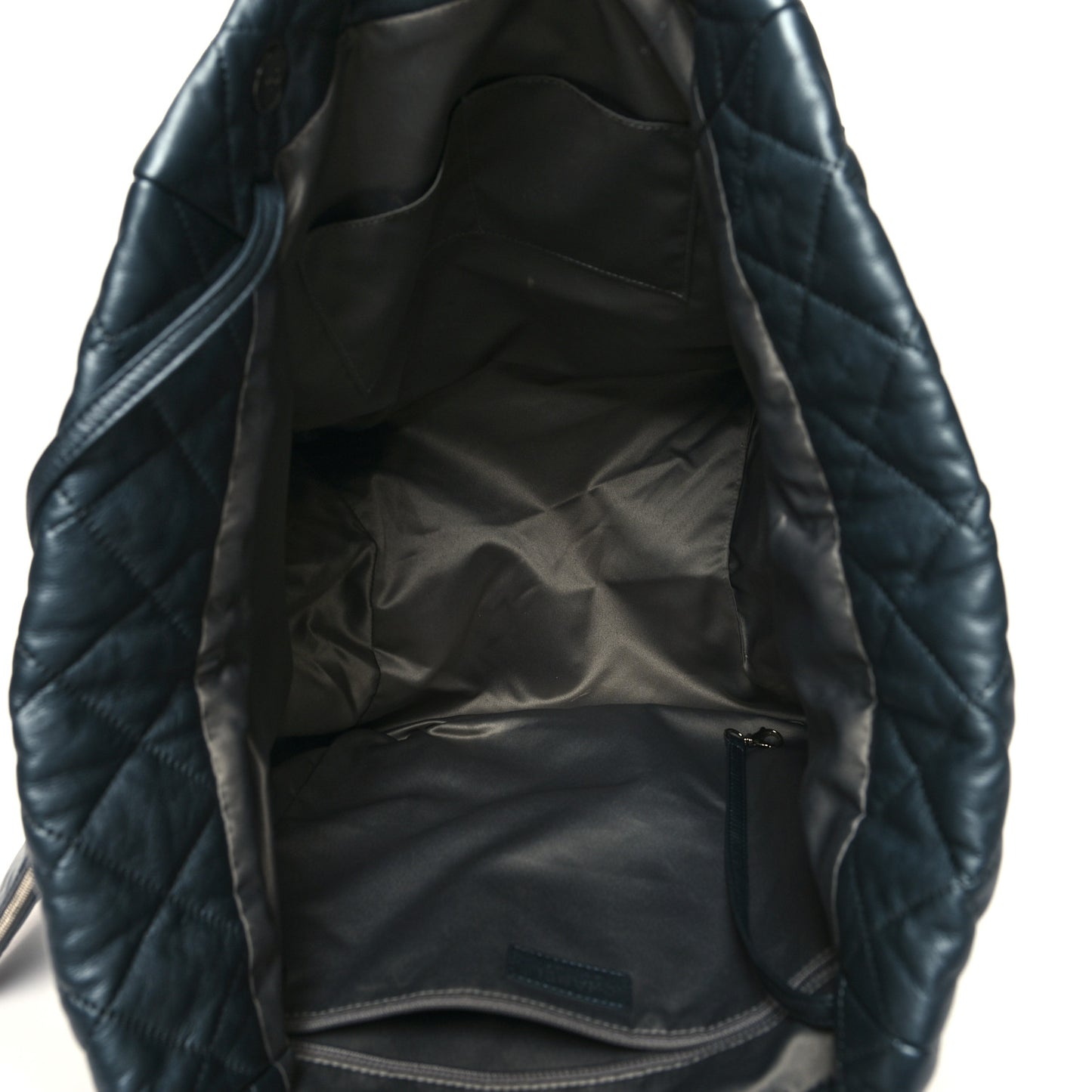 Metallic Lambskin Quilted Large Week End on Mars Tote Dark Grey