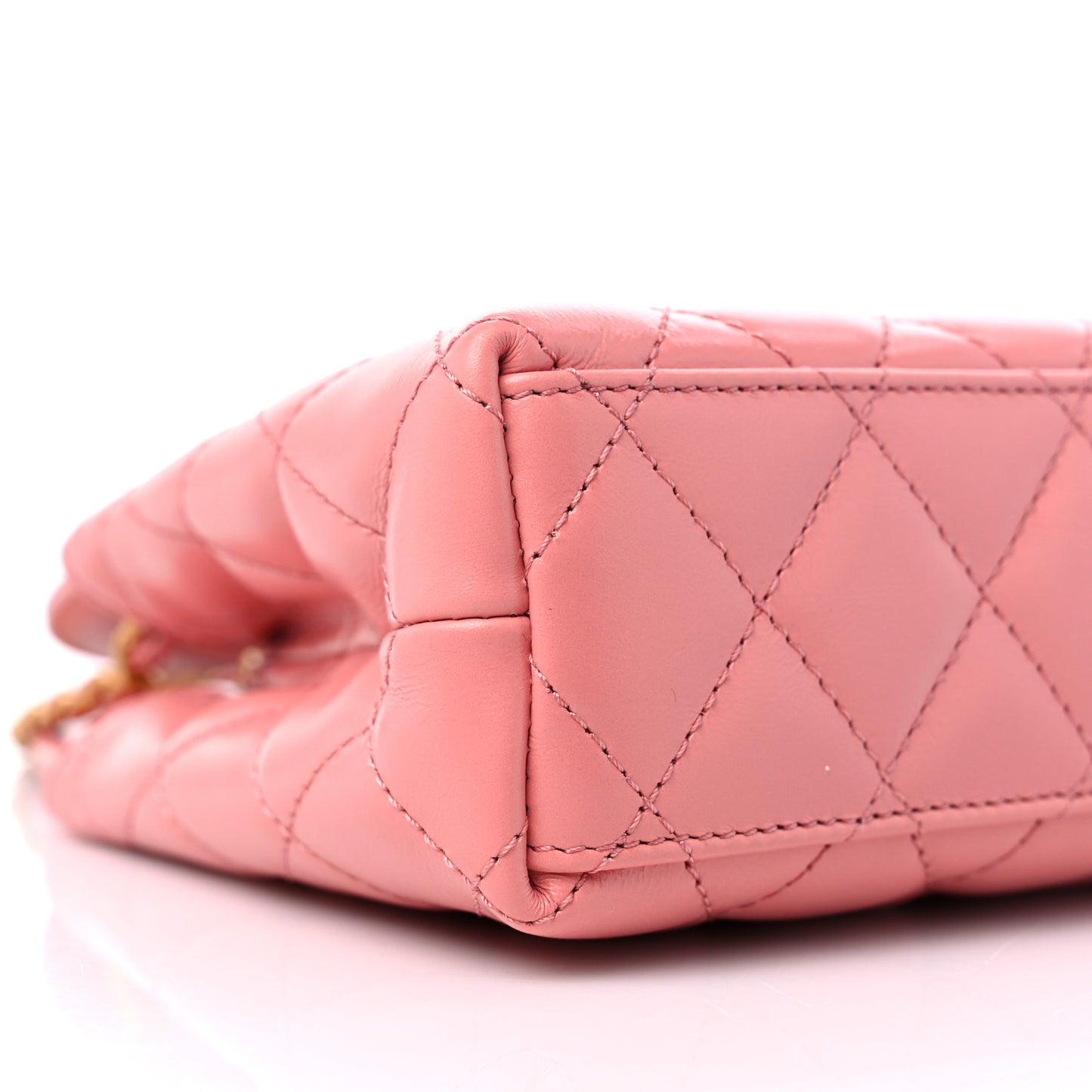 Shiny Aged Calfskin Quilted Nano Kelly Shopper Coral Pink