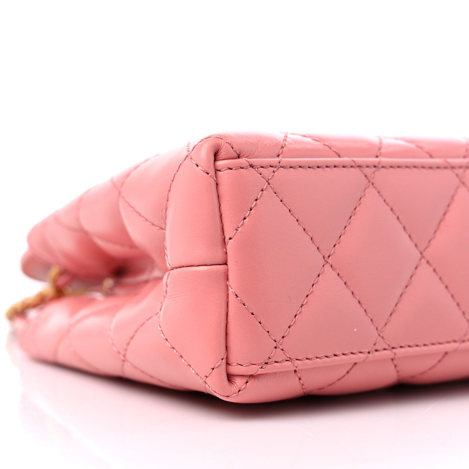 Chanel Shiny Aged Calfskin Quilted Nano Kelly Shopper Coral Pink 8 of 9